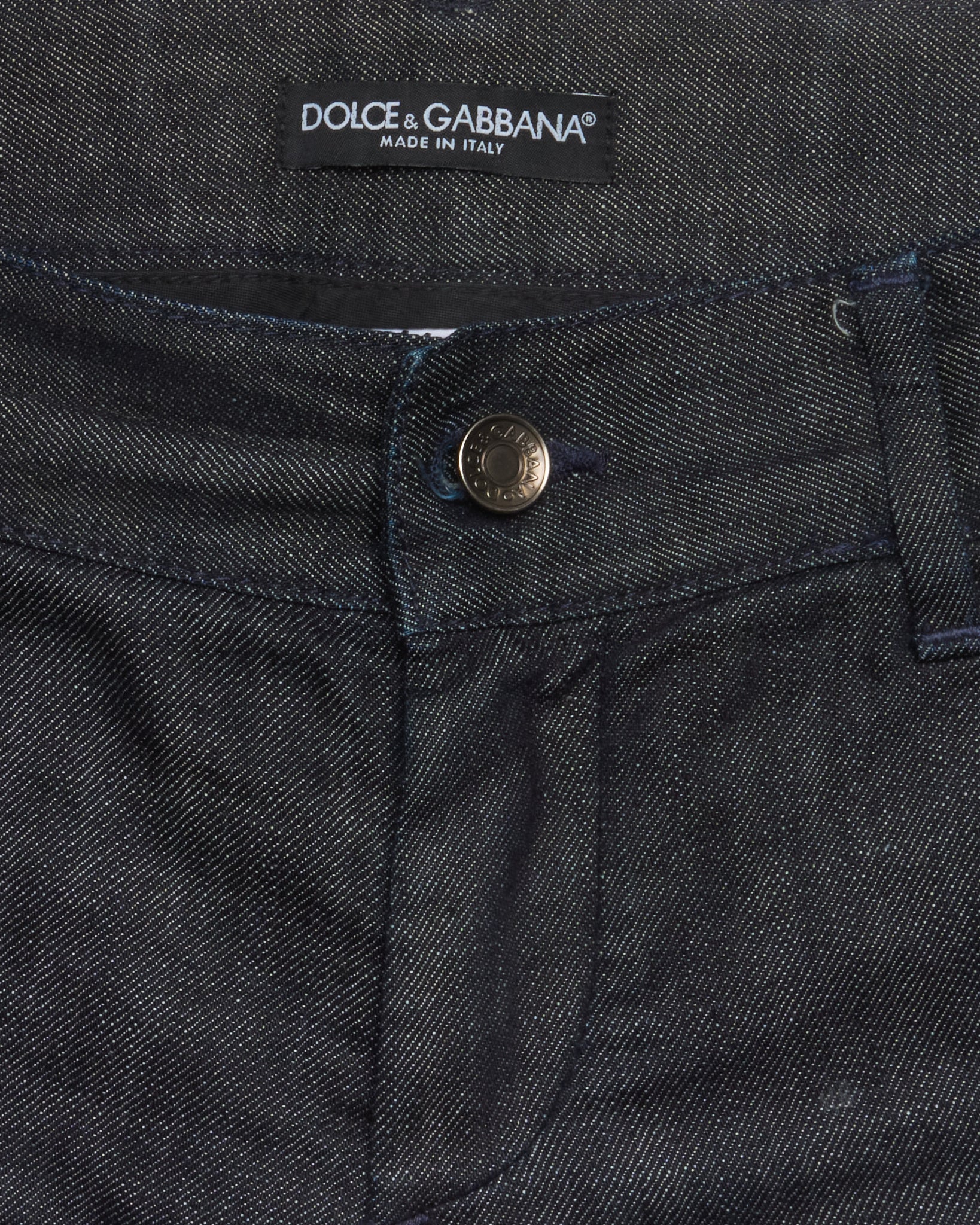 Early 2000s Dolce & Gabbana 14 GOLD PVC Tape Denim Pants
