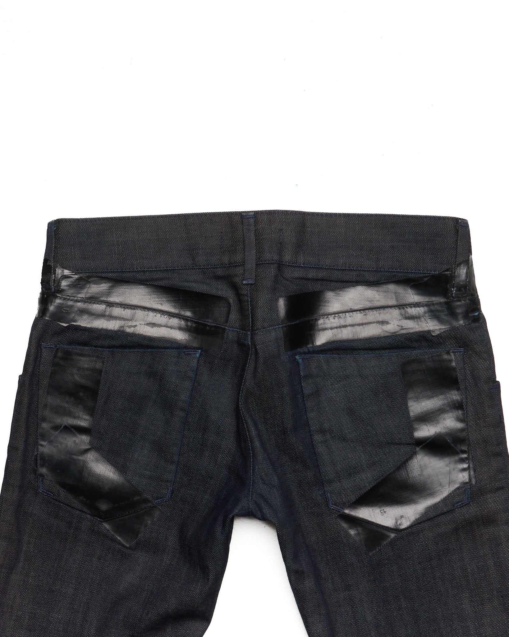Early 2000s Dolce & Gabbana 14 GOLD PVC Tape Denim Pants