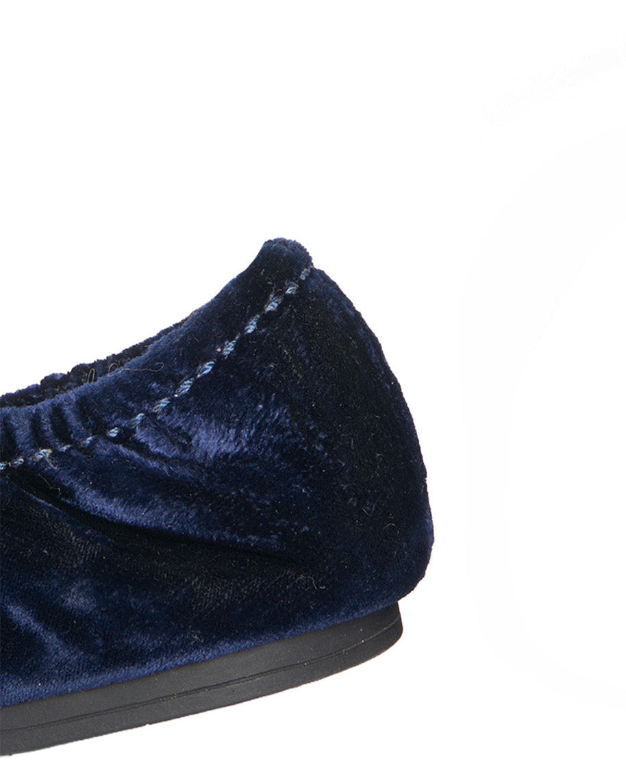 Early 2010s Miu Miu Navy Velvet Ribbon Ballerina Flats