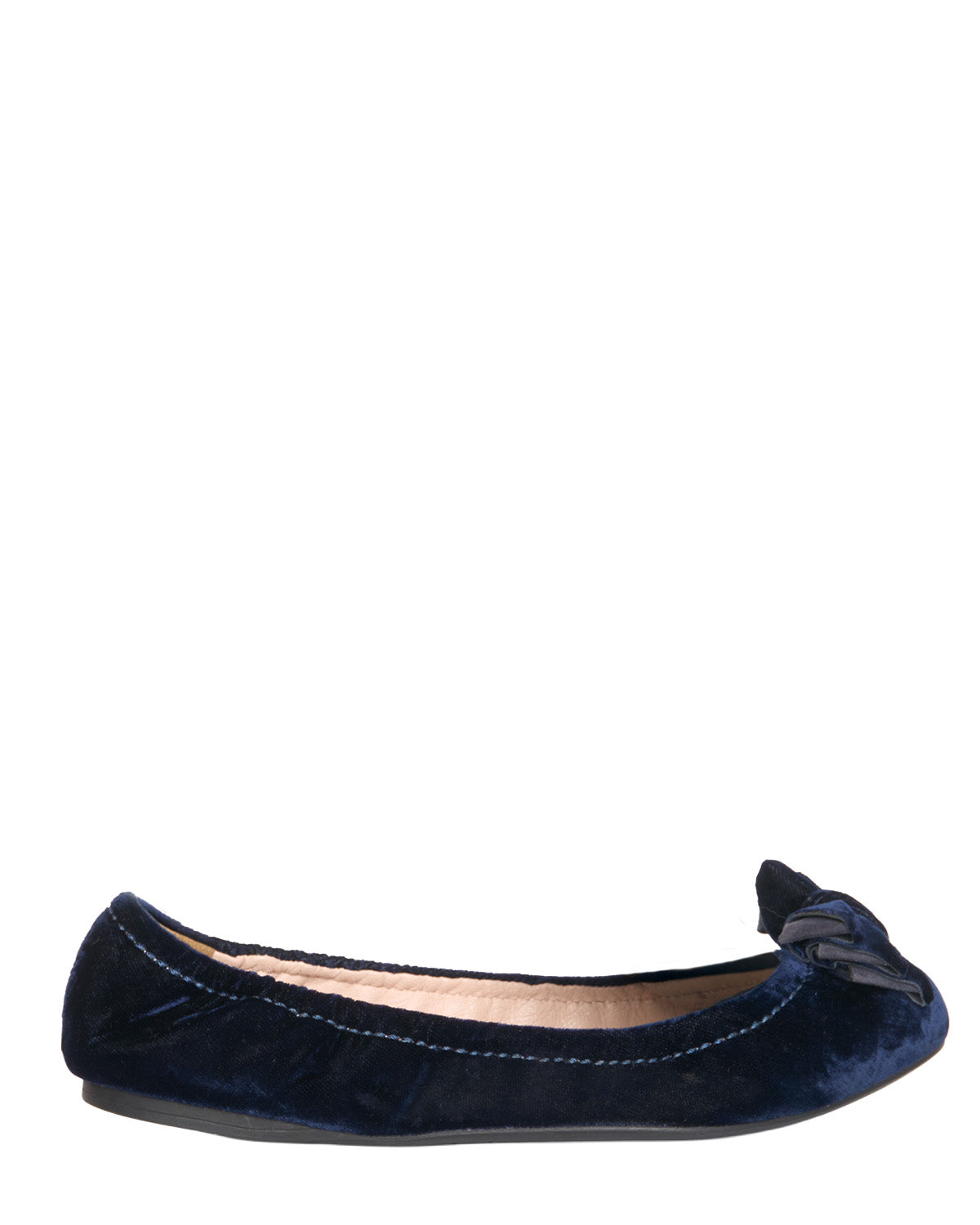 Early 2010s Miu Miu Navy Velvet Ribbon Ballerina Flats