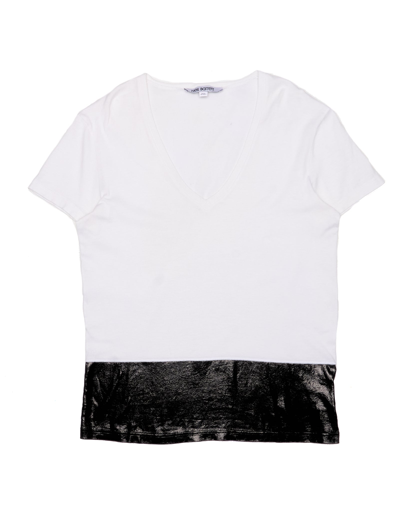 Early 2010s Neil Barrett Black Colourblock V-Neck Tee