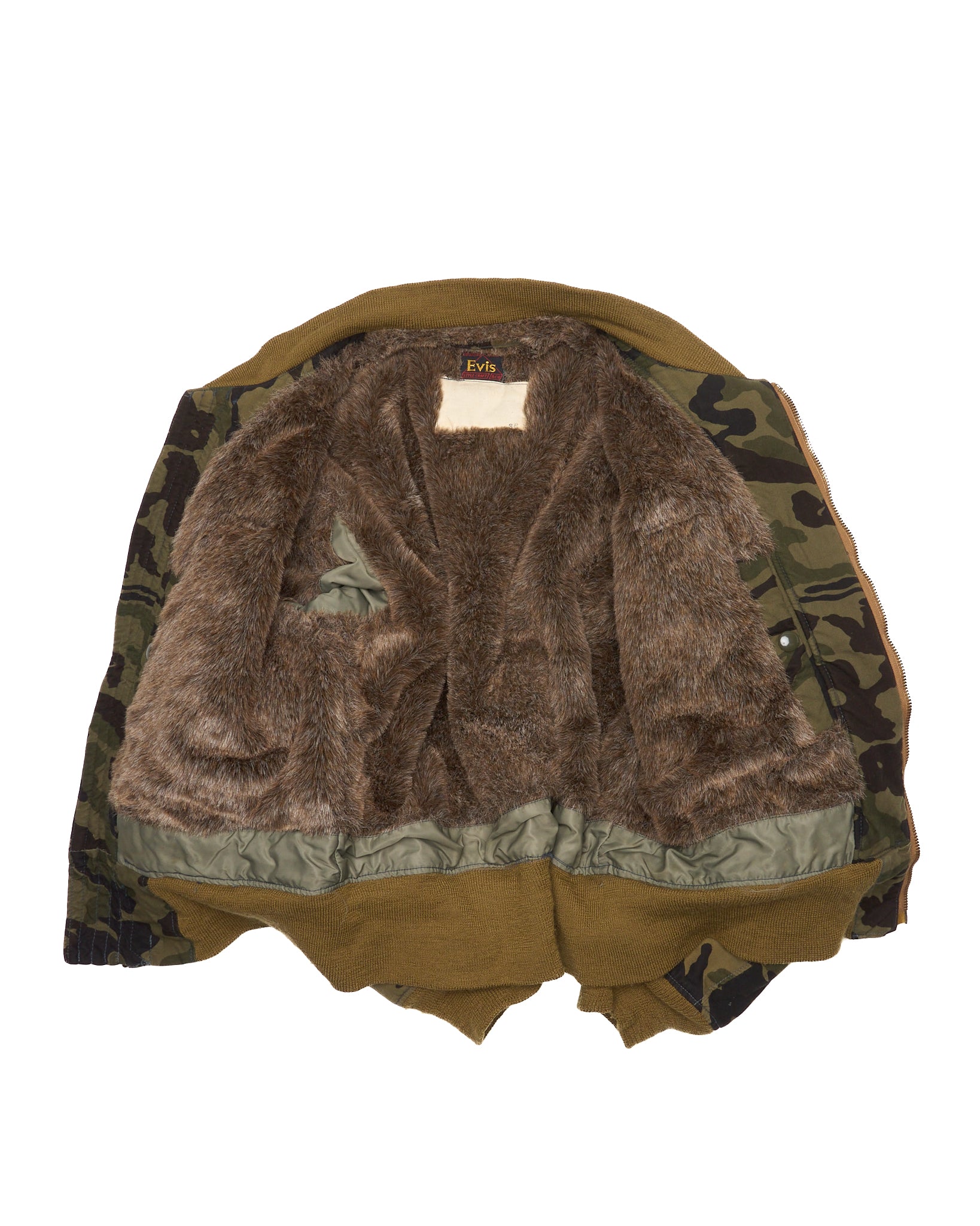 Early 90s EVIS Type B15-A Fur Lined Camo Flight Jacket