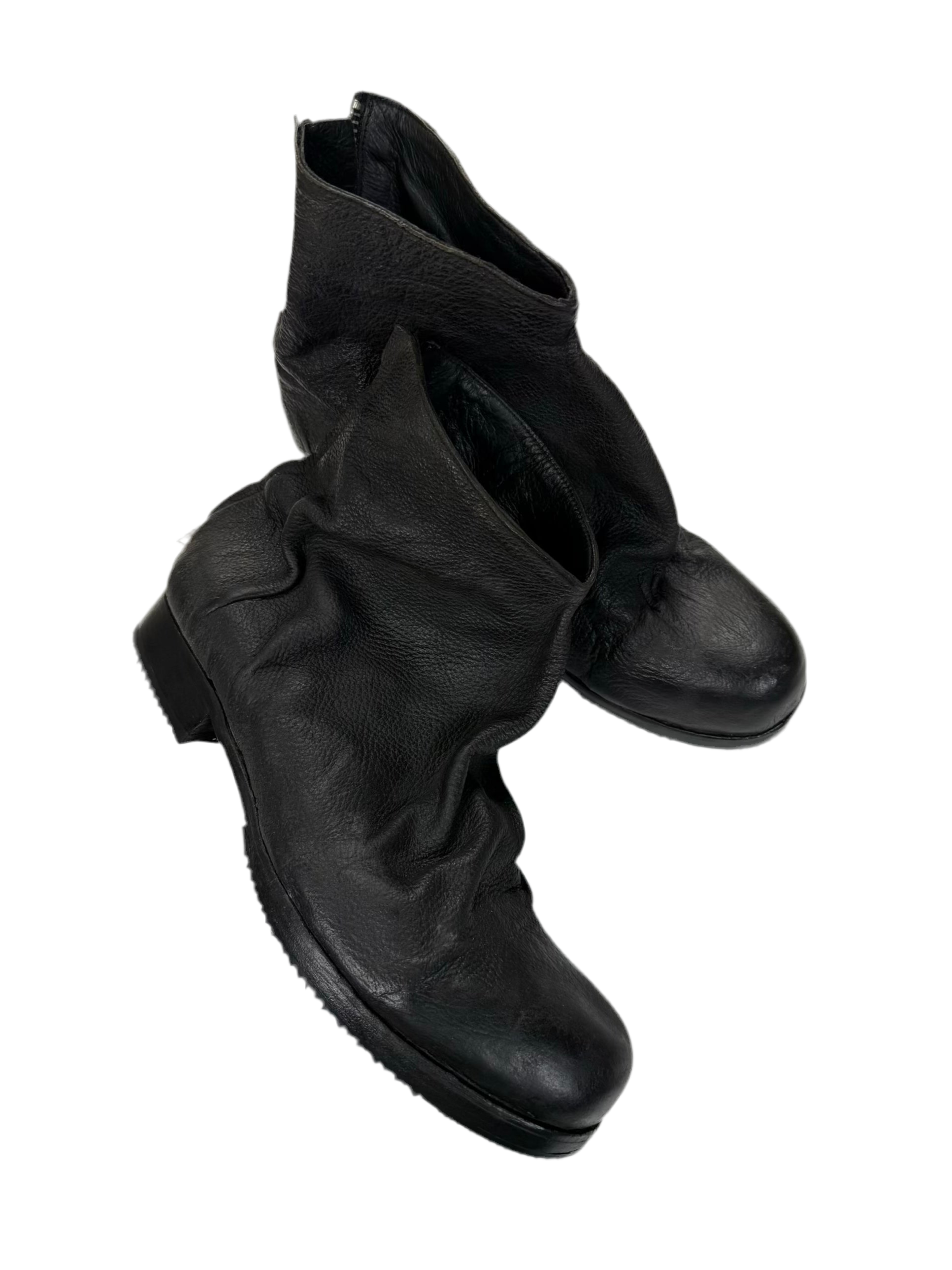 OBSCUR Wrinkle Horse Leather Back-zip Boots