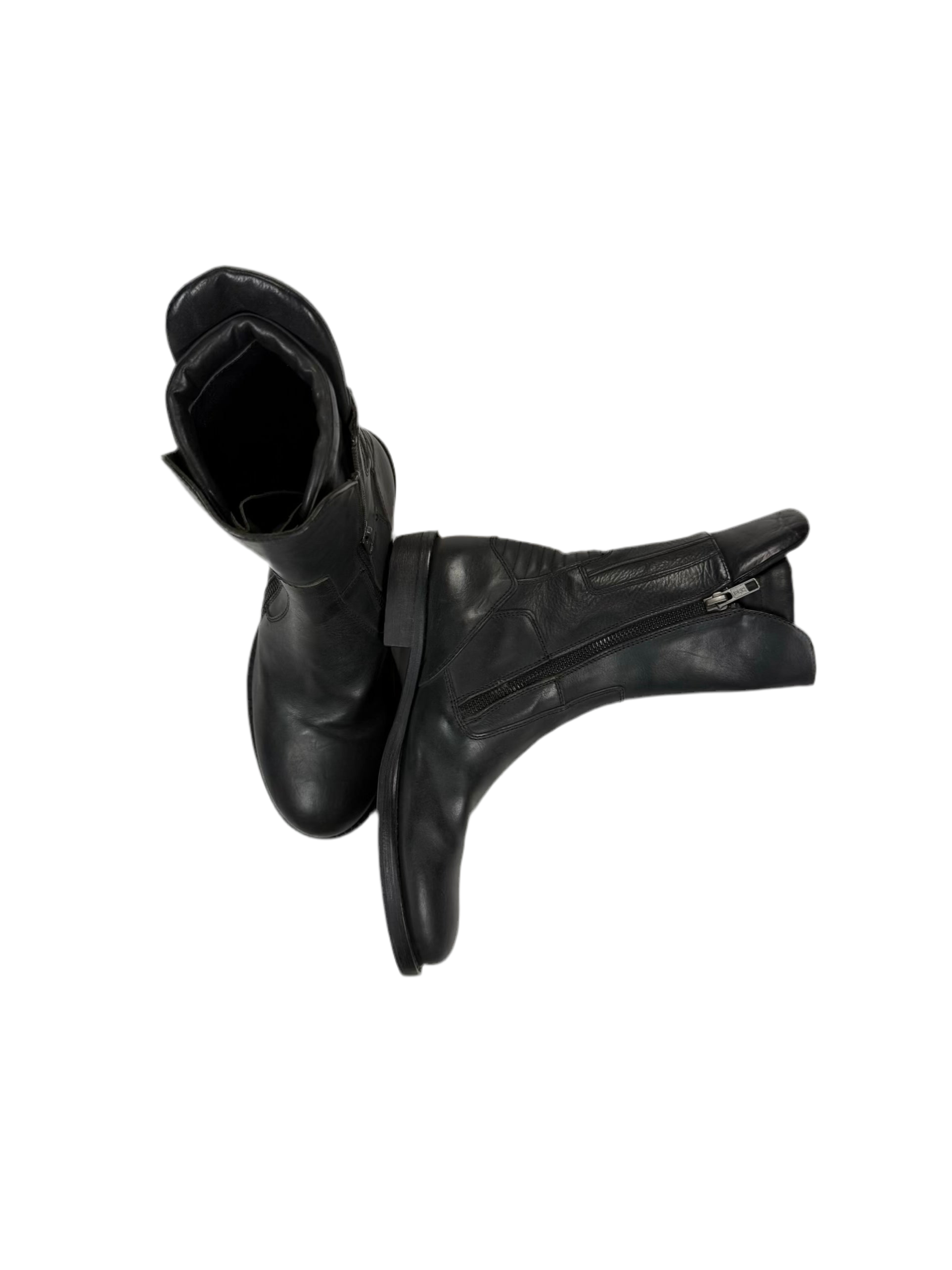 S/S16 Ann Demeulemeester Vitello Olio Nero Biker Boots