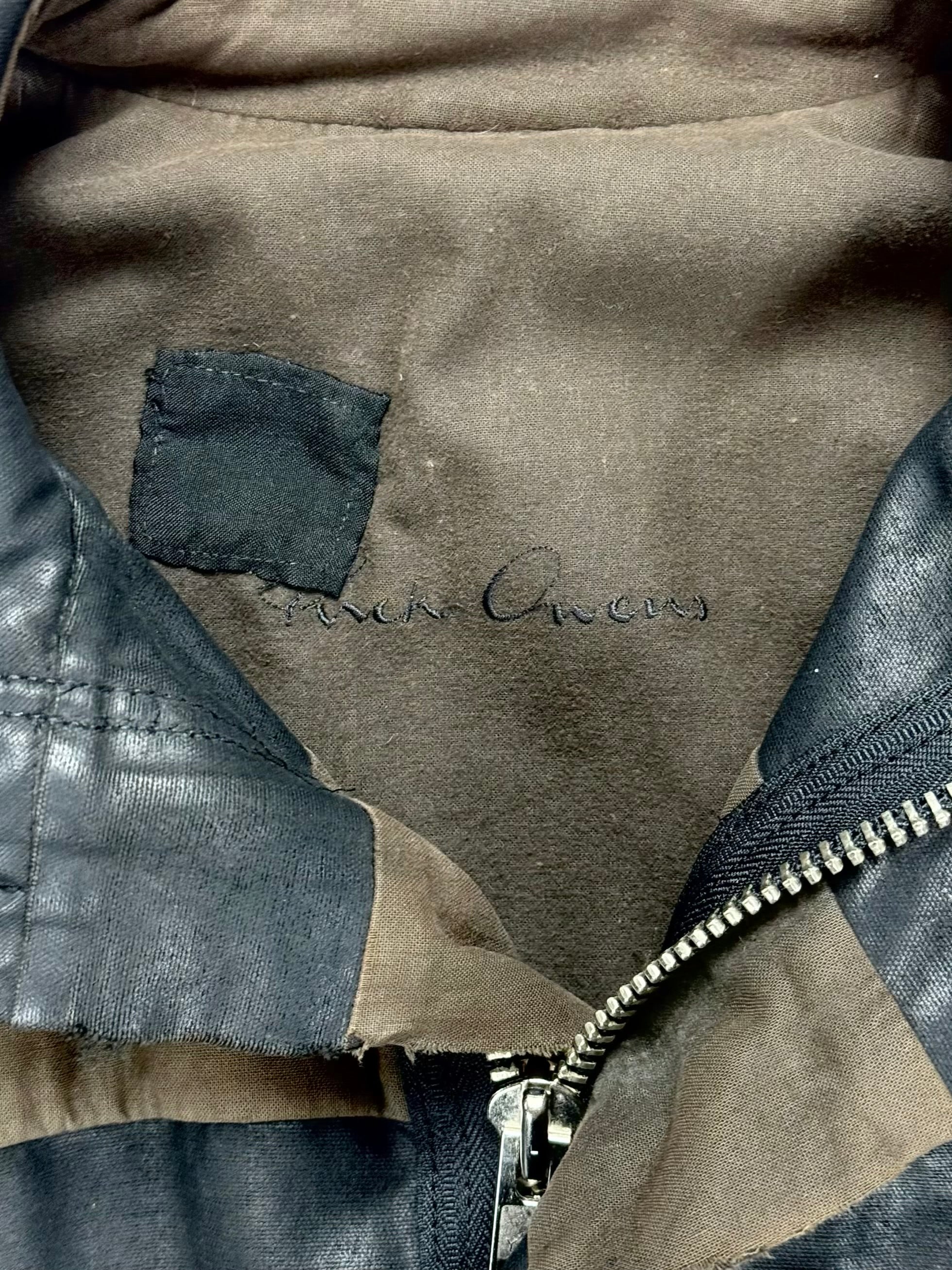 A/W03 Rick Owens Waxed Funnel Neck Jacket
