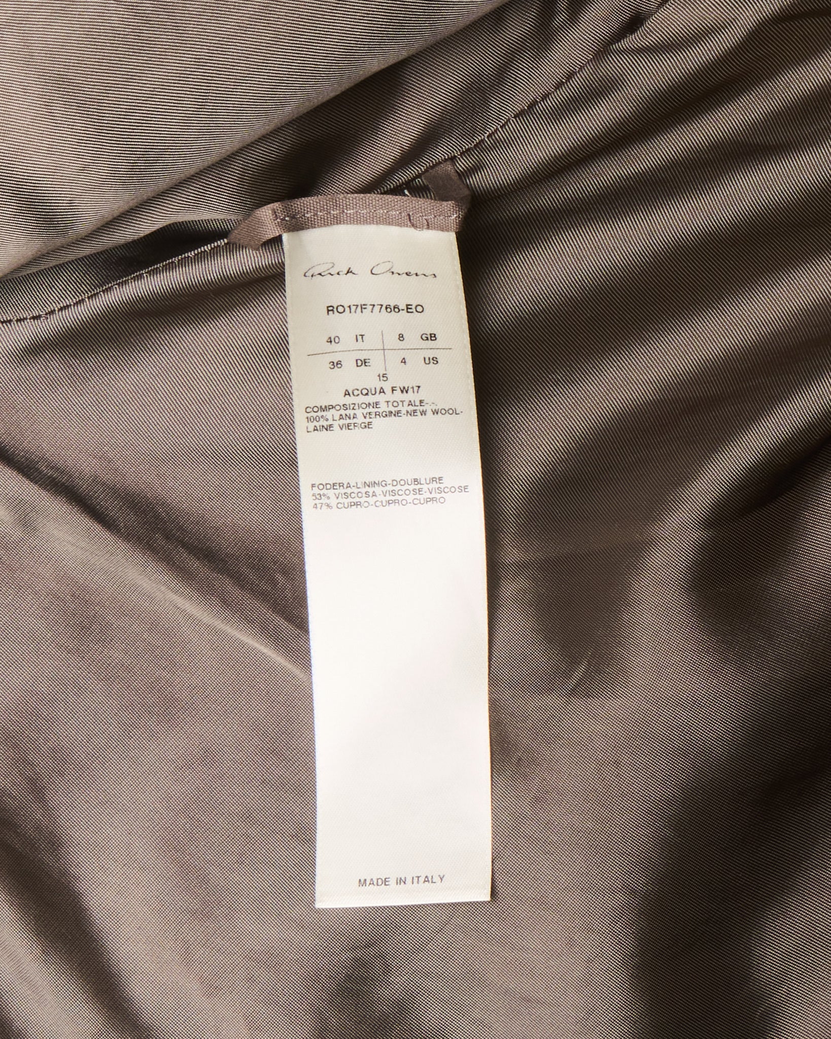 F/W17 Rick Owens “GLITTER” Sleeveless Wool Long Coat