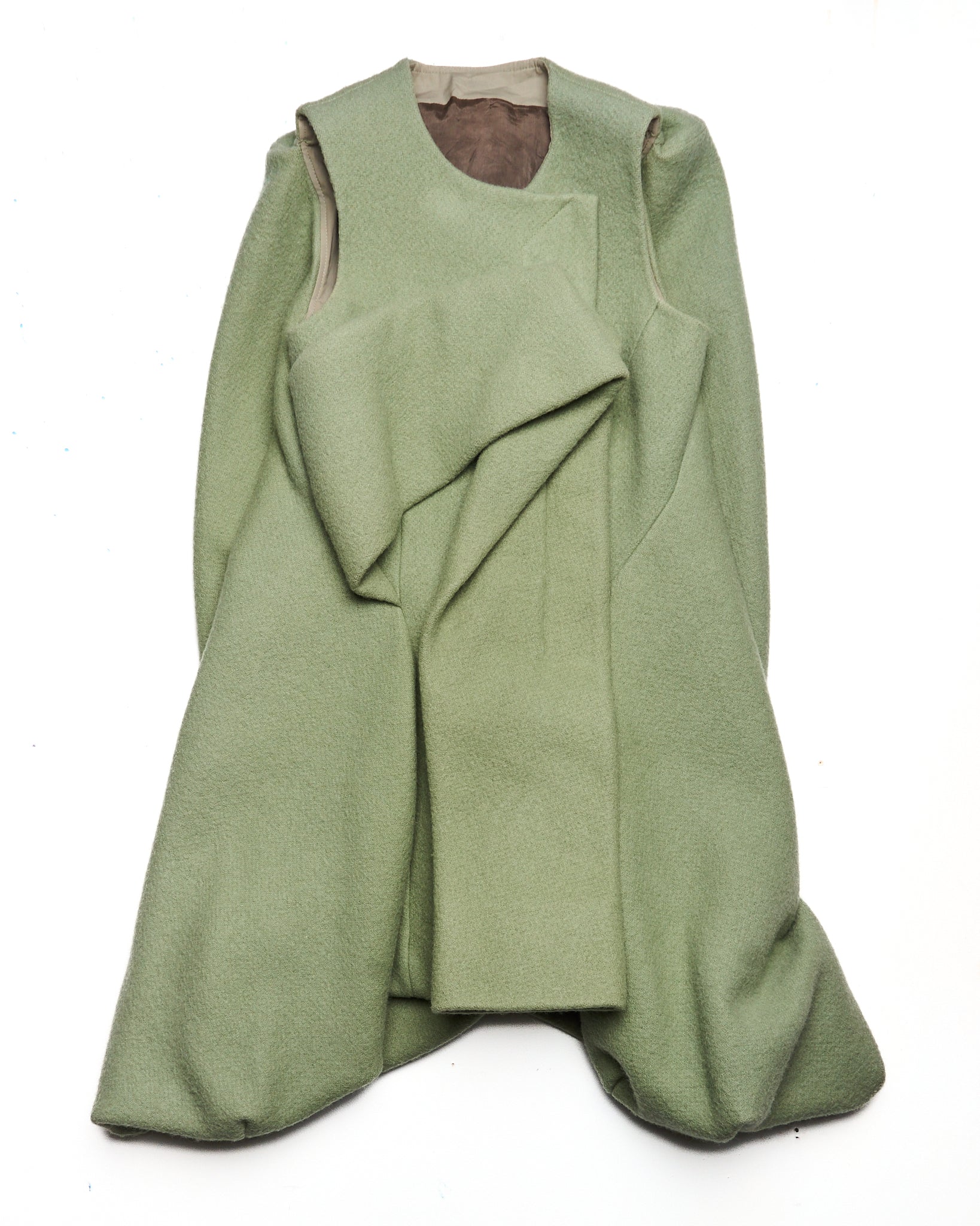 F/W17 Rick Owens “GLITTER” Sleeveless Wool Long Coat