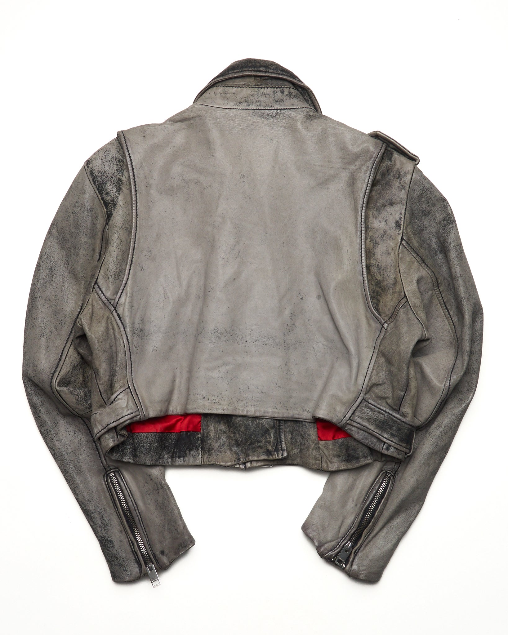 Mid 2010s Diesel Gray Leather Moto Jacket