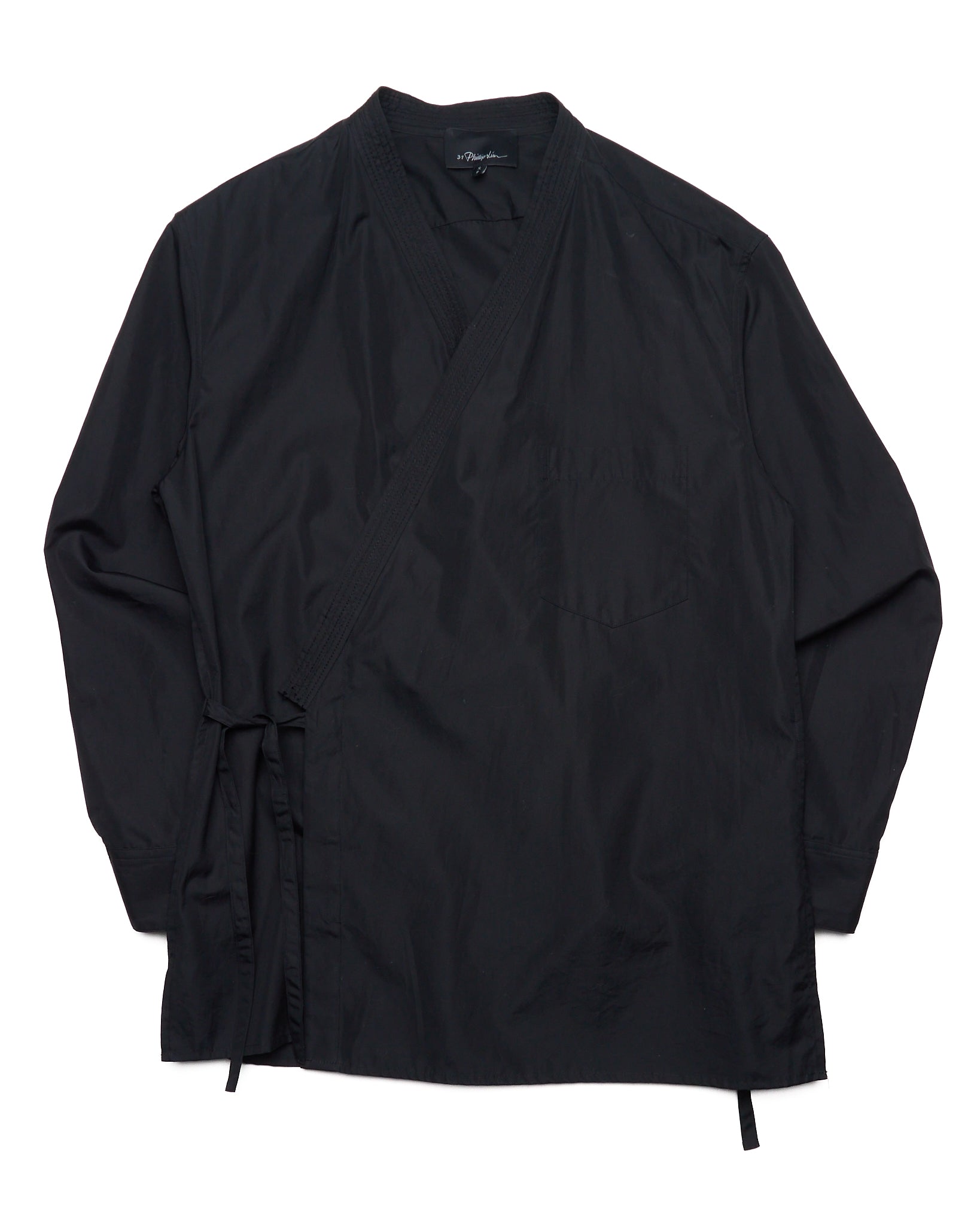 3.1 Philip Lim Long Sleeve Black Cotton Kimono Shirt