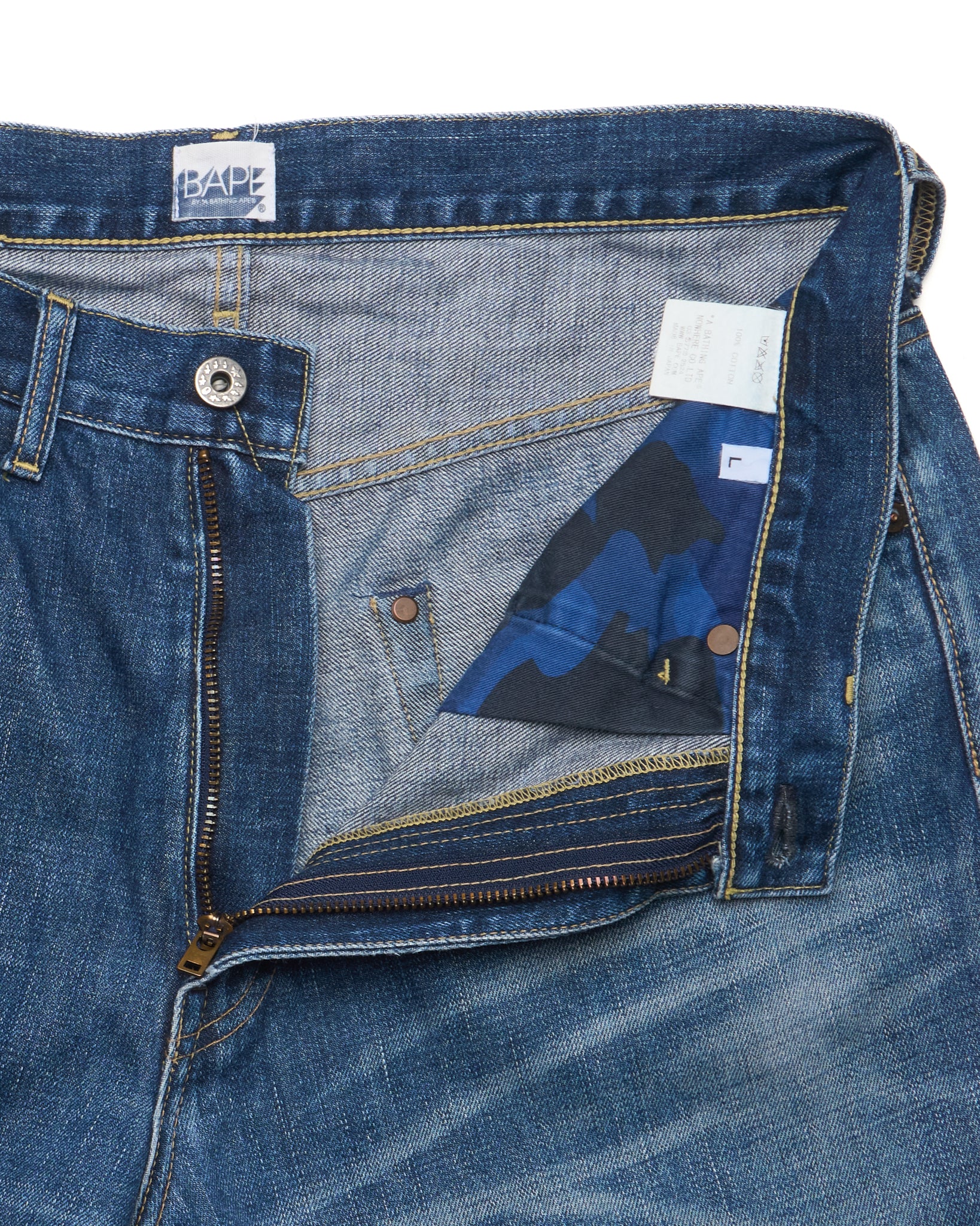 ‘07 BAPE “B A” Script Letter Embroidered Jeans