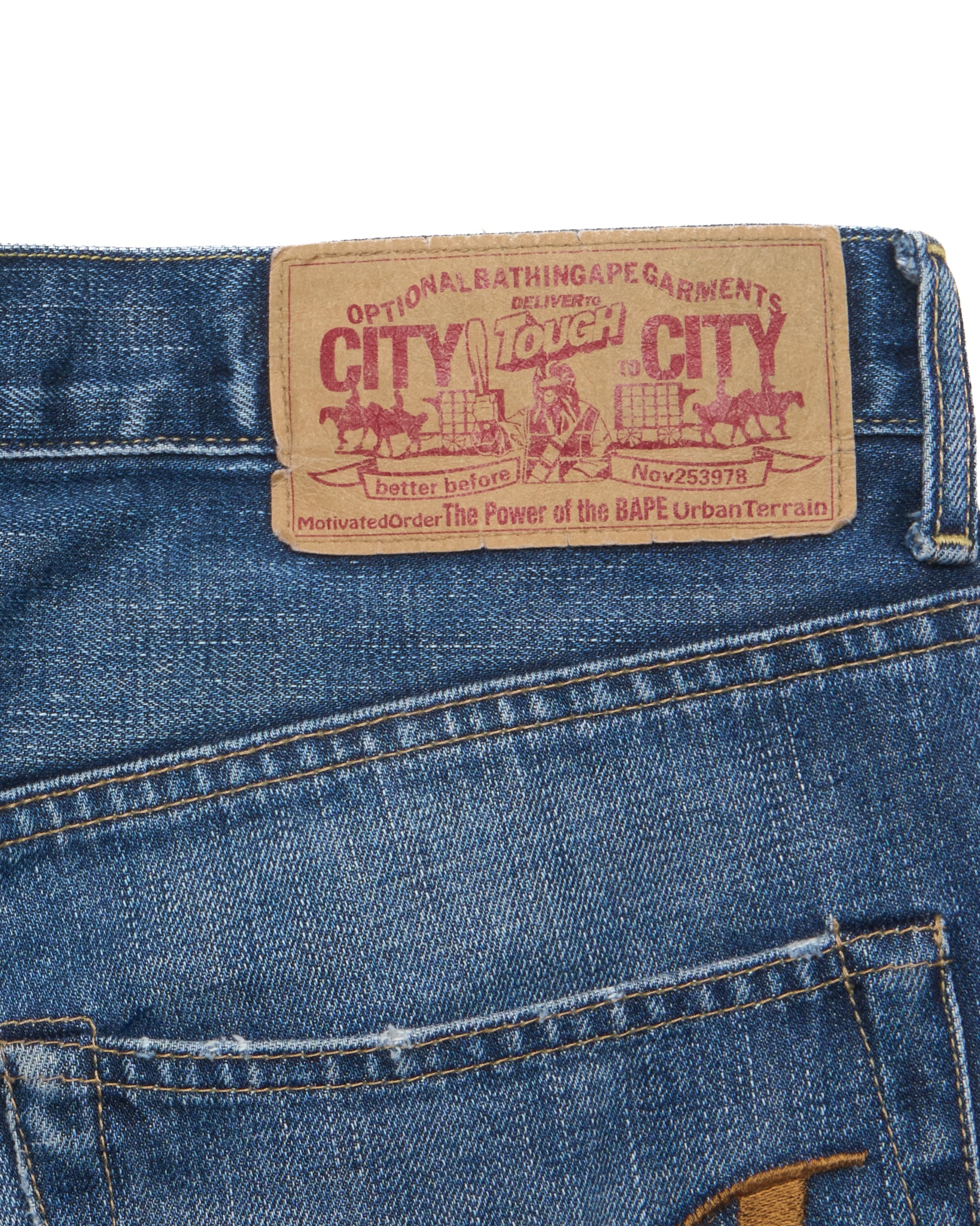 ‘07 BAPE “B A” Script Letter Embroidered Jeans