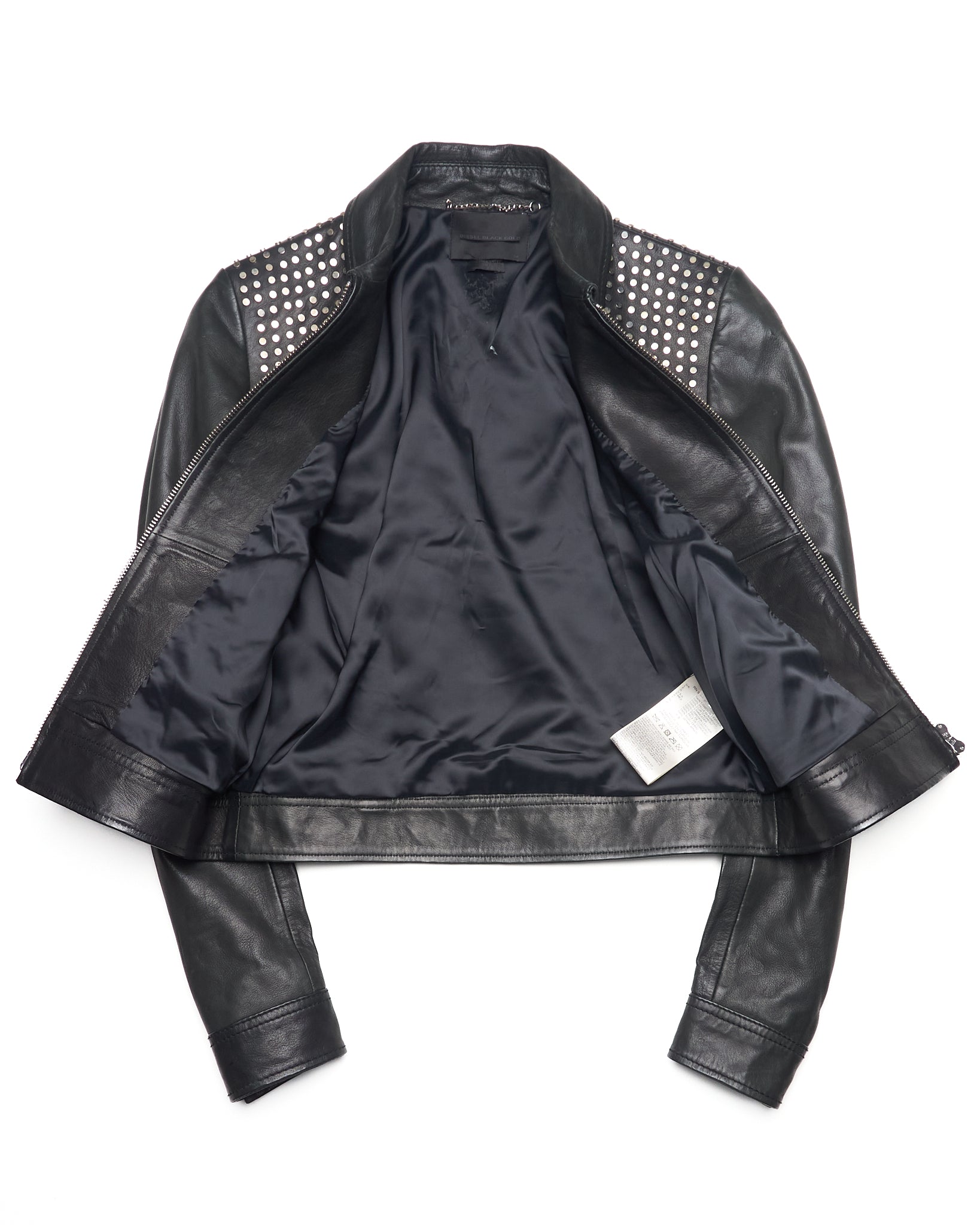 Mid 2010s Diesel Studded Black Leather Jacket