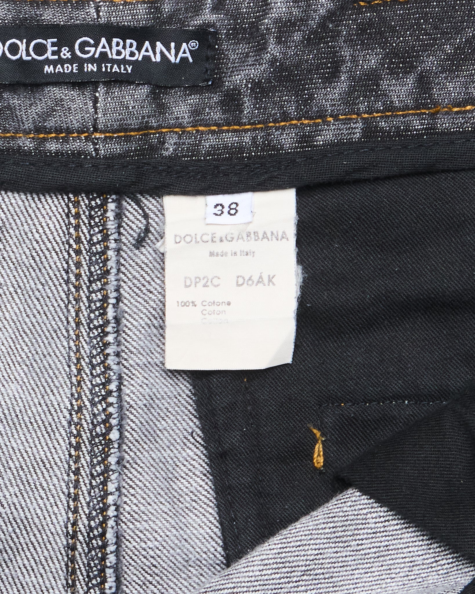 Early 00s DOLCE & GABBANA Adjustable Buckle Side Stripe Grey Washed Denim