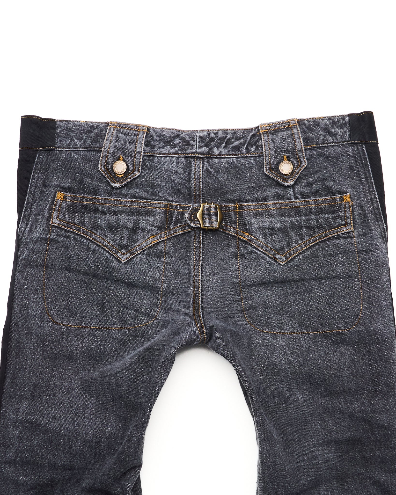 Early 00s DOLCE & GABBANA Adjustable Buckle Side Stripe Grey Washed Denim