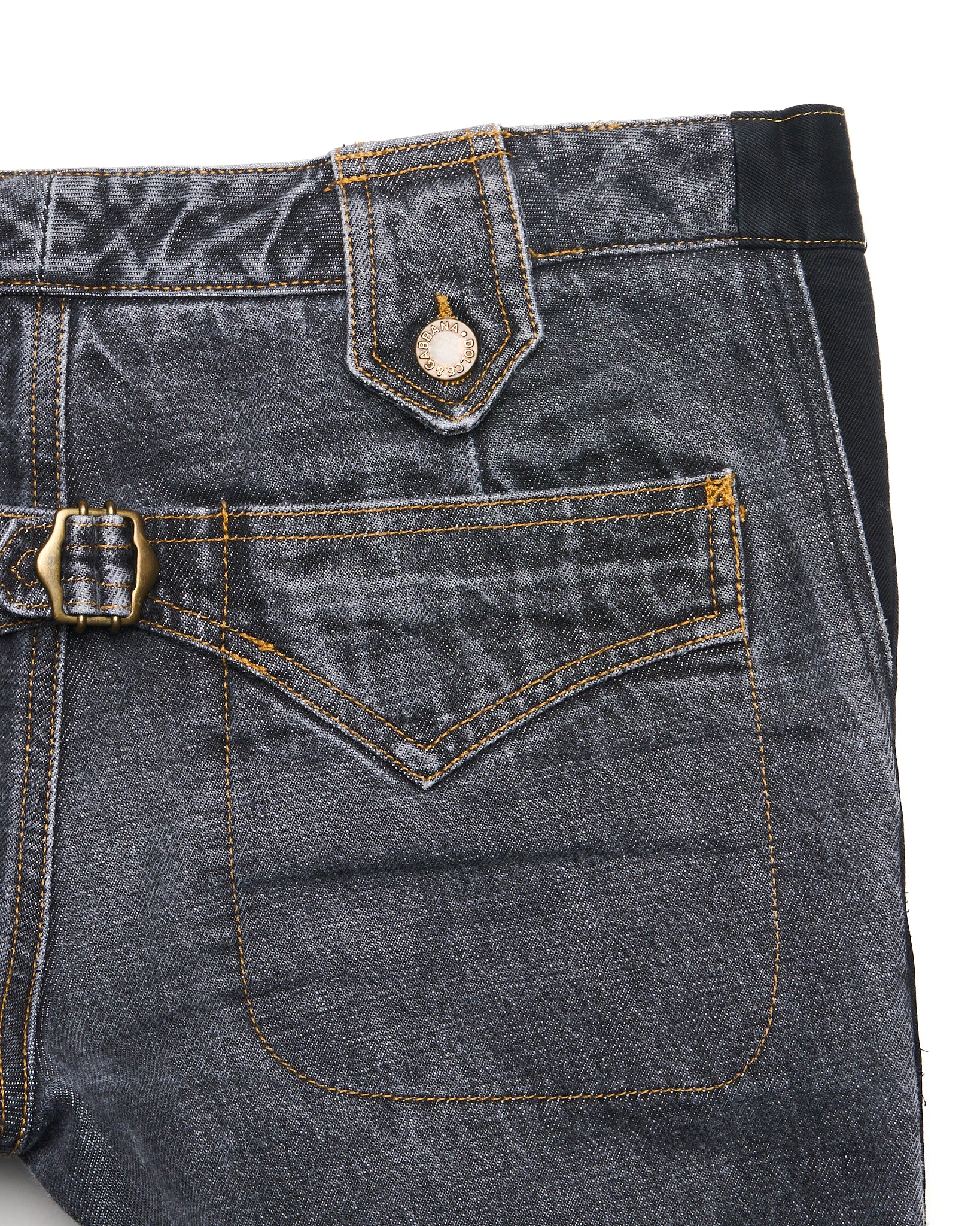 Early 00s DOLCE & GABBANA Adjustable Buckle Side Stripe Grey Washed Denim
