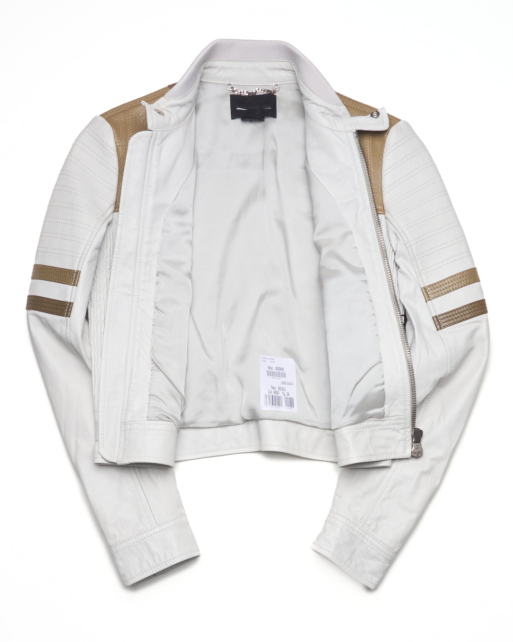 S/S16 Diesel White Racer Leather Jacket