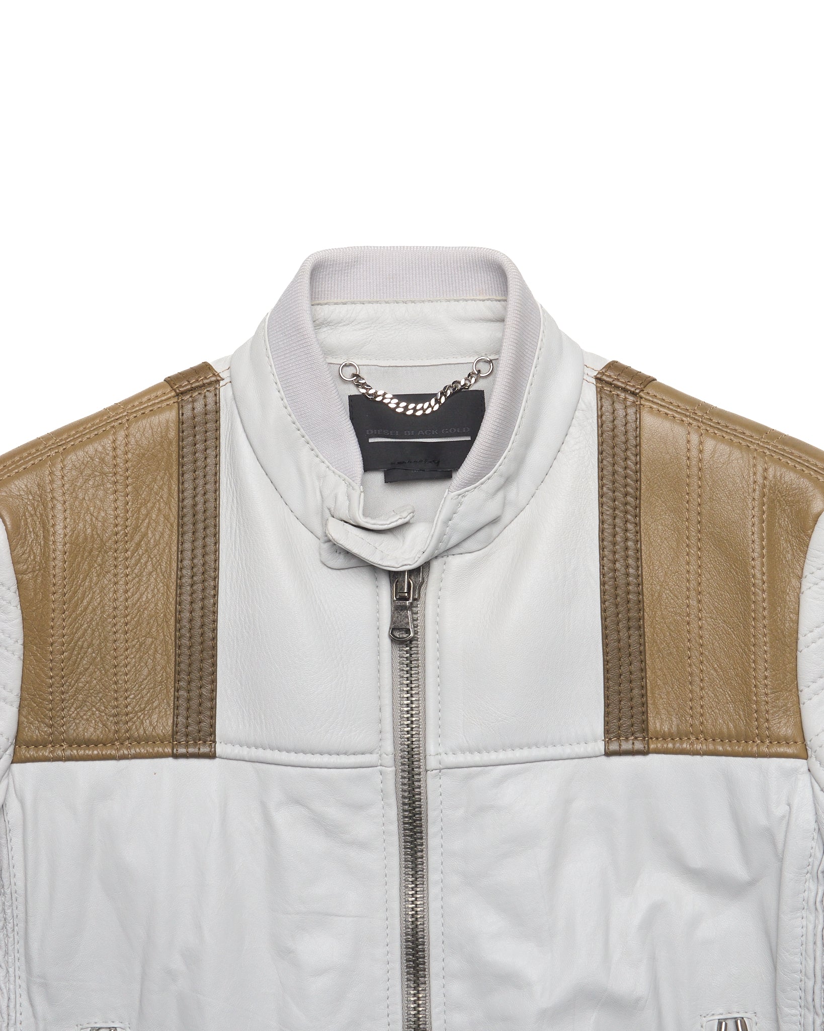 S/S16 Diesel White Racer Leather Jacket