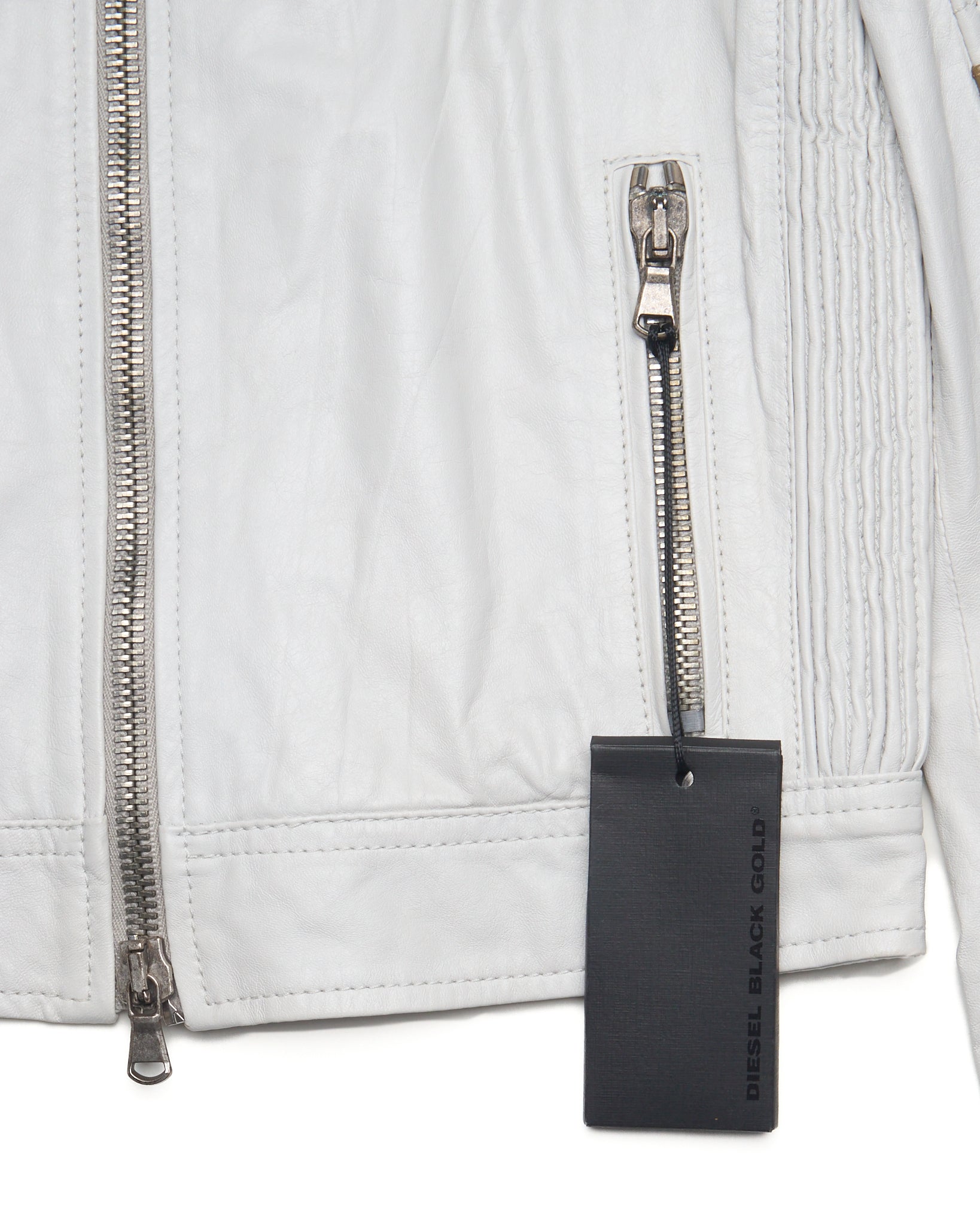 S/S16 Diesel White Racer Leather Jacket