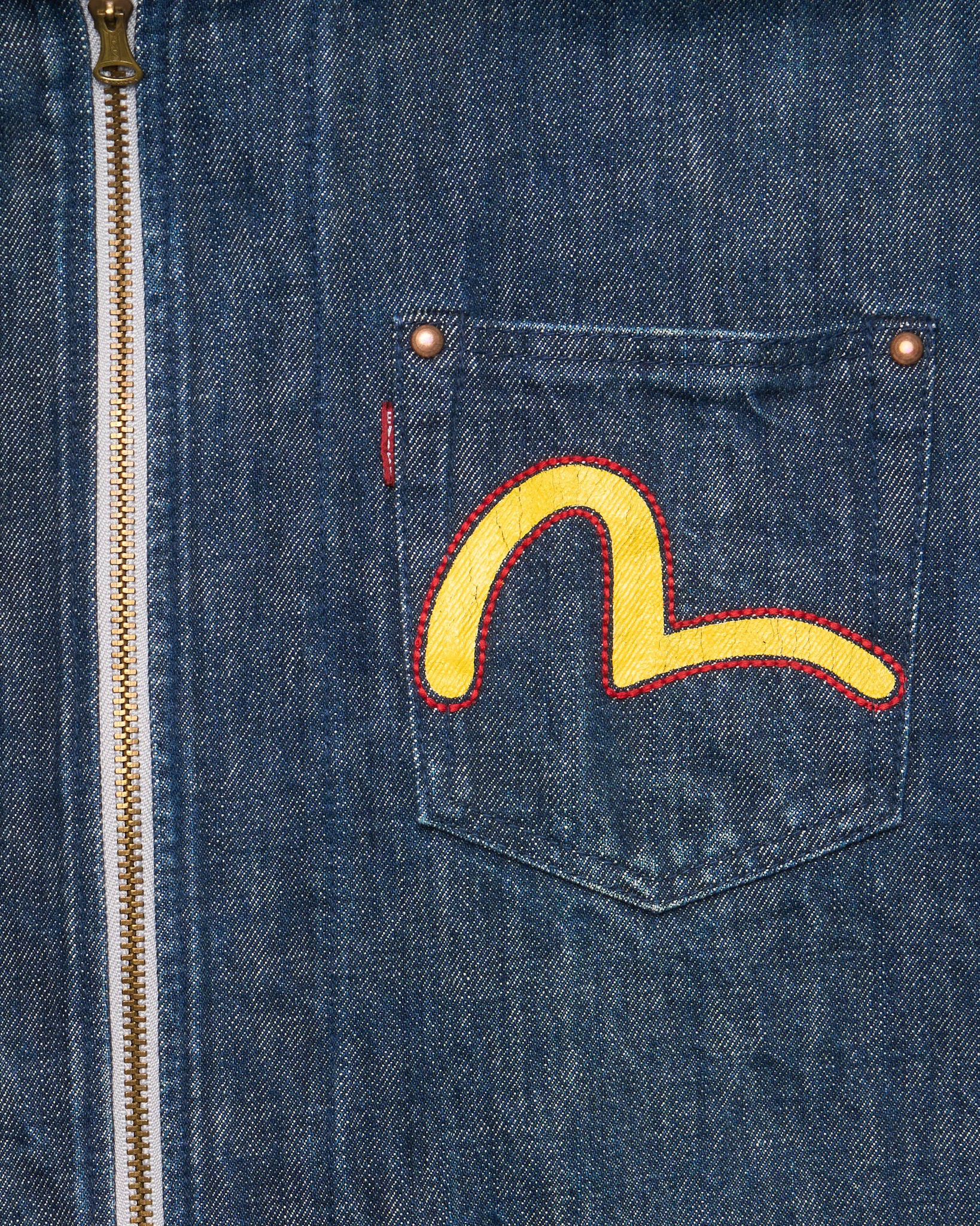 Late 00s EVISU Hand-Paint Diakoku Selvedge Denim Hoodie
