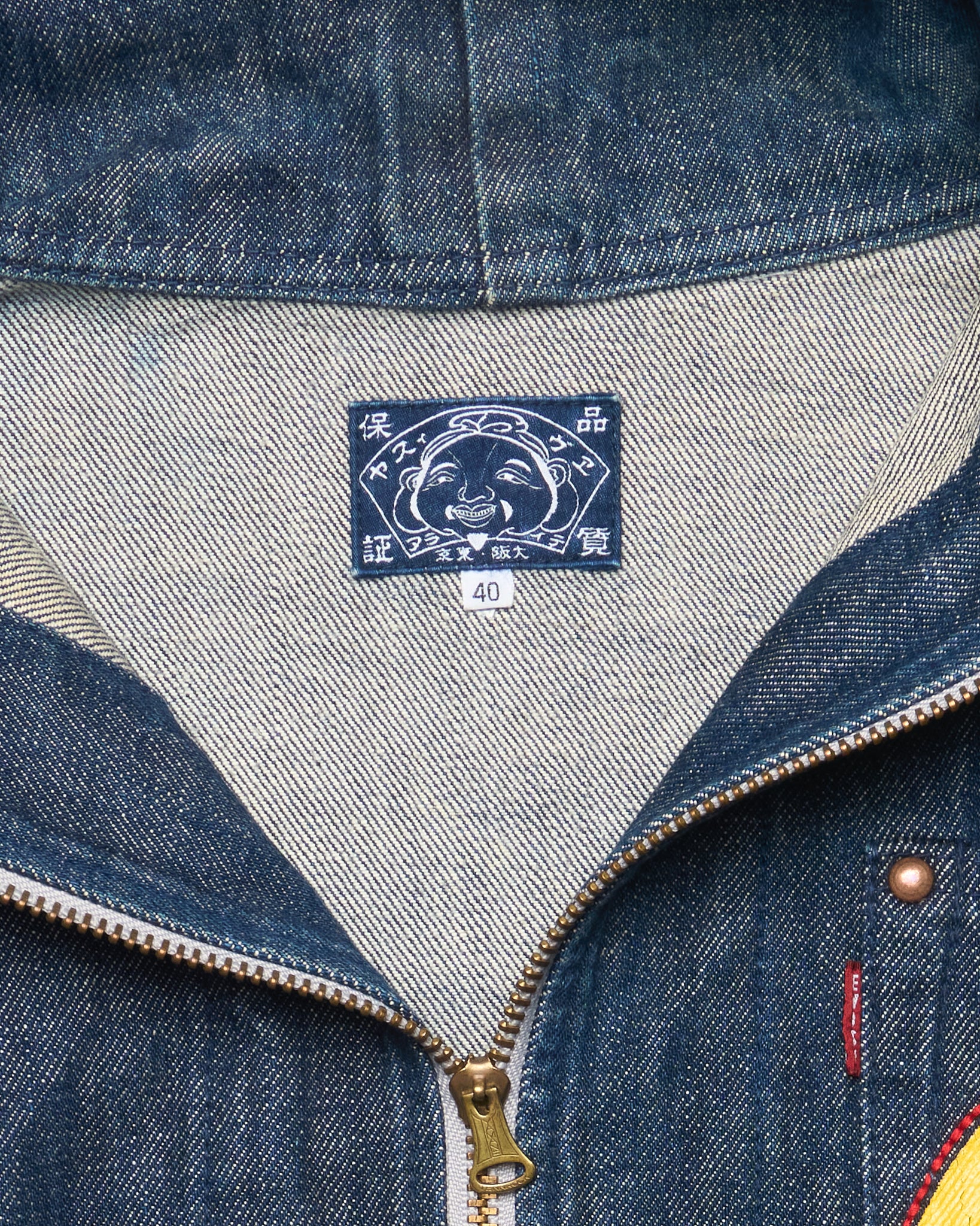 Late 00s EVISU Hand-Paint Diakoku Selvedge Denim Hoodie