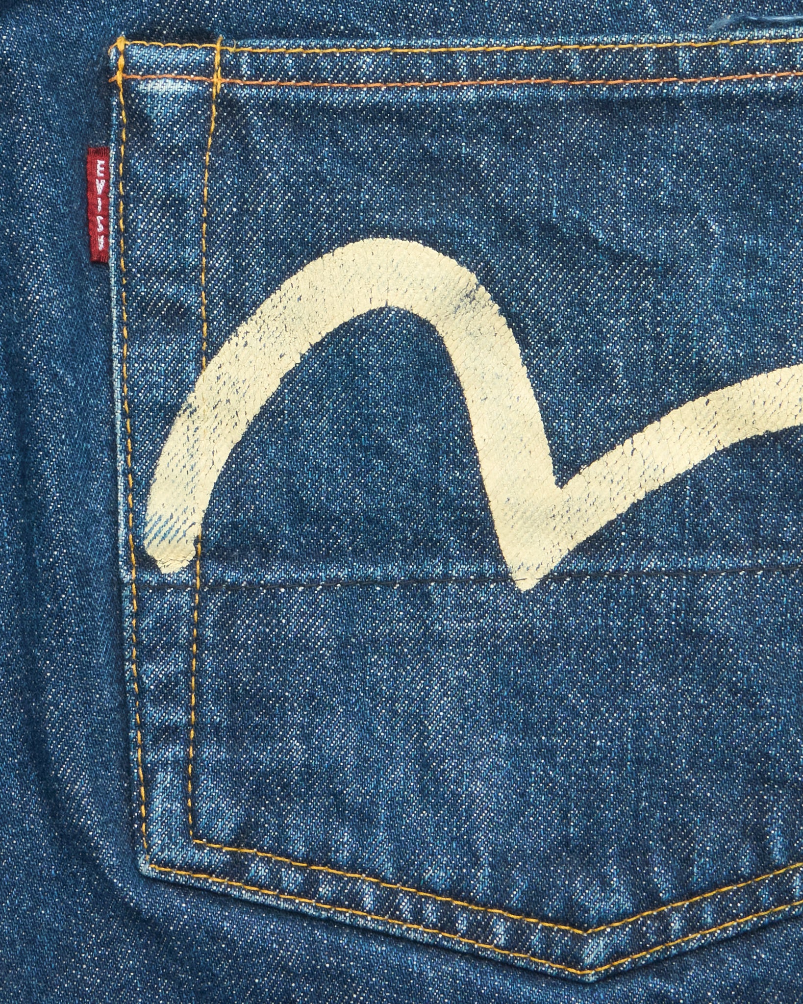 Late 90s EVISU Hand-Paint Kanji/Seagull No.1 Special Selvedge Jeans