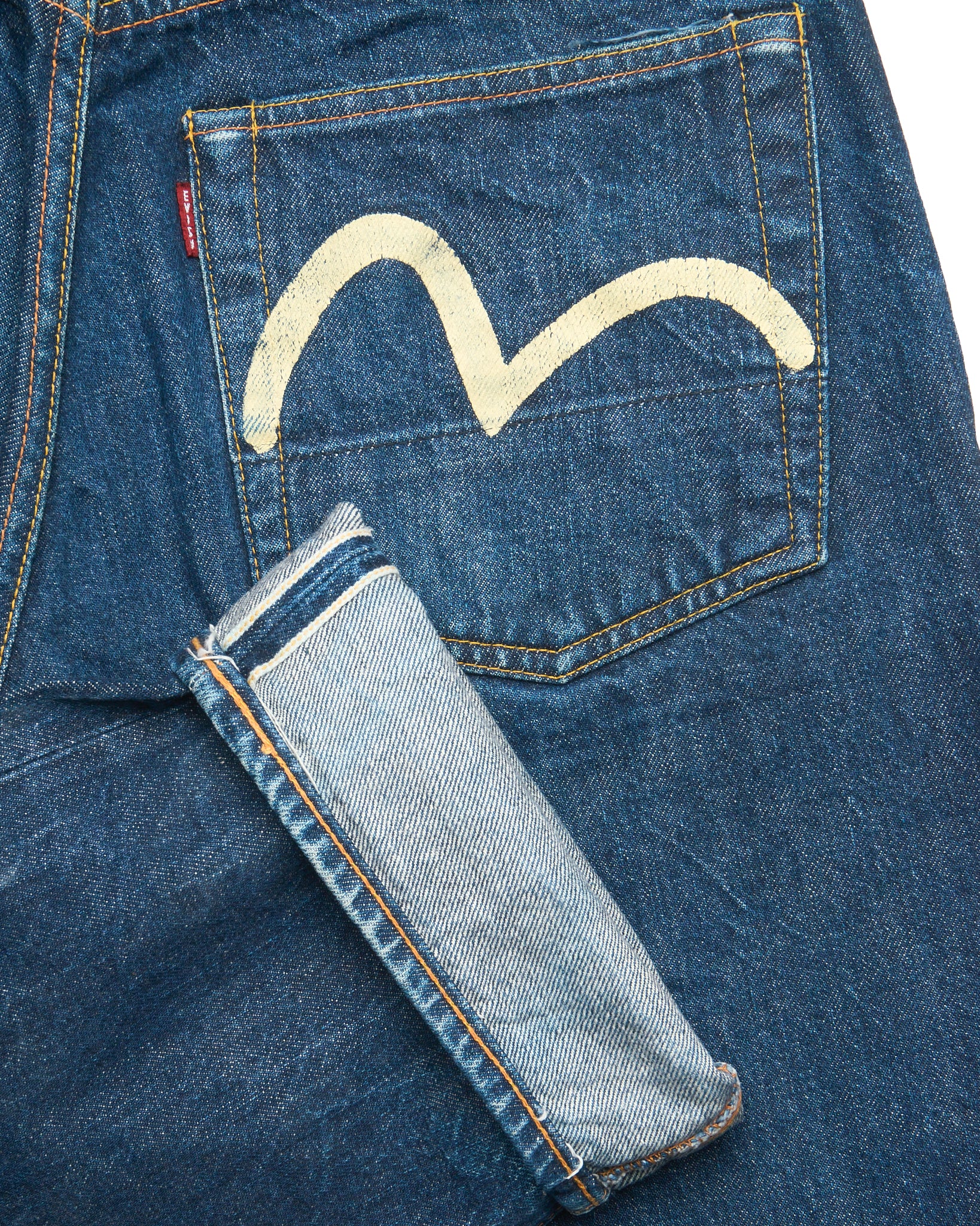 Late 90s EVISU Hand-Paint Kanji/Seagull No.1 Special Selvedge Jeans
