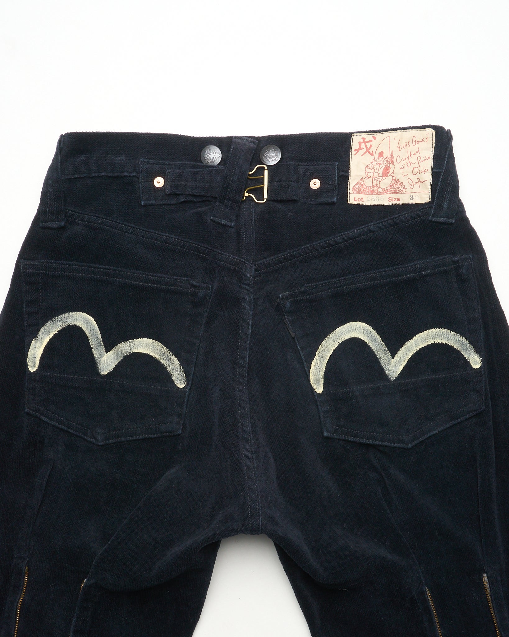 90s EVIS Hand-Paint Seagull Velour Bondage Pants