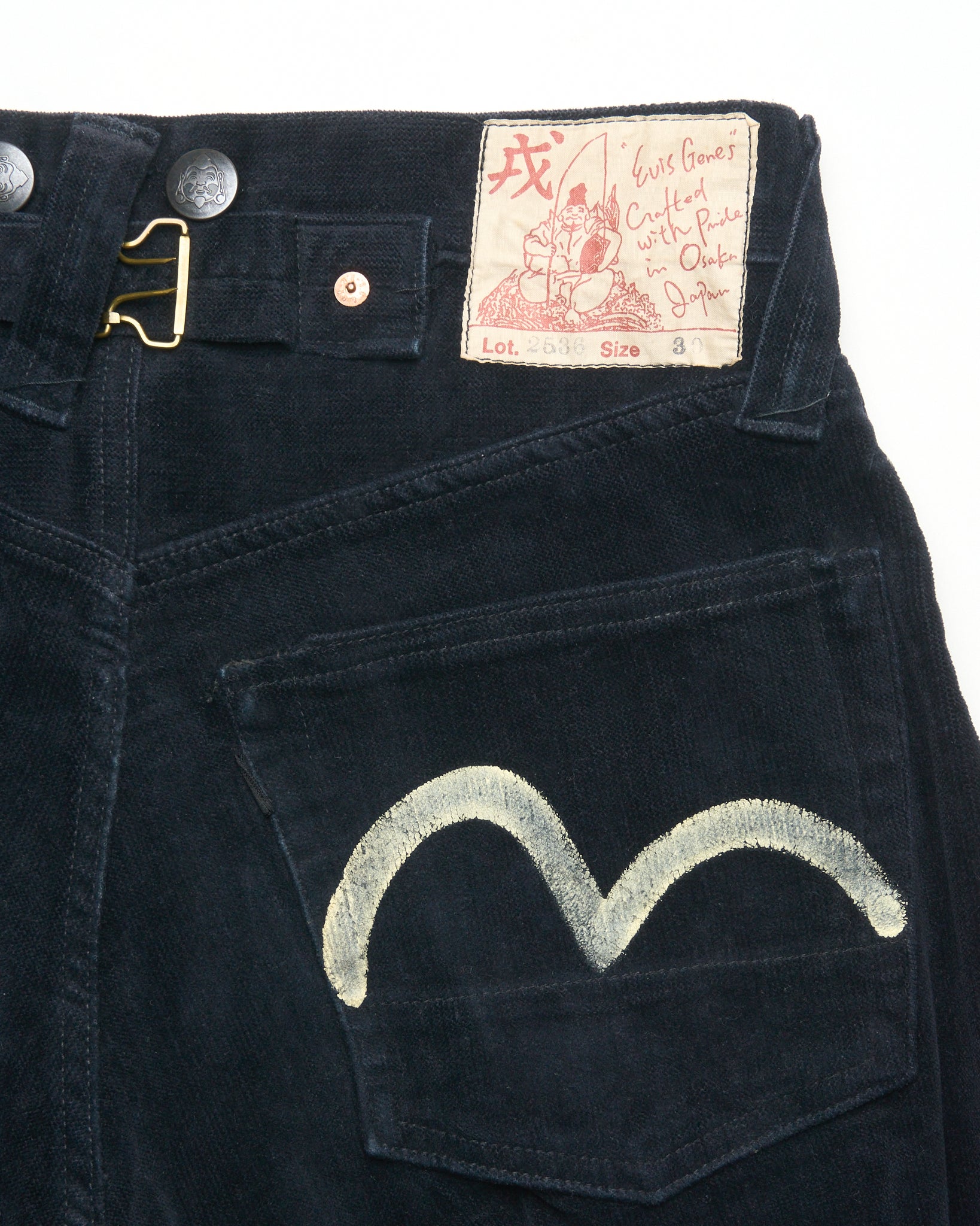 90s EVIS Hand-Paint Seagull Velour Bondage Pants