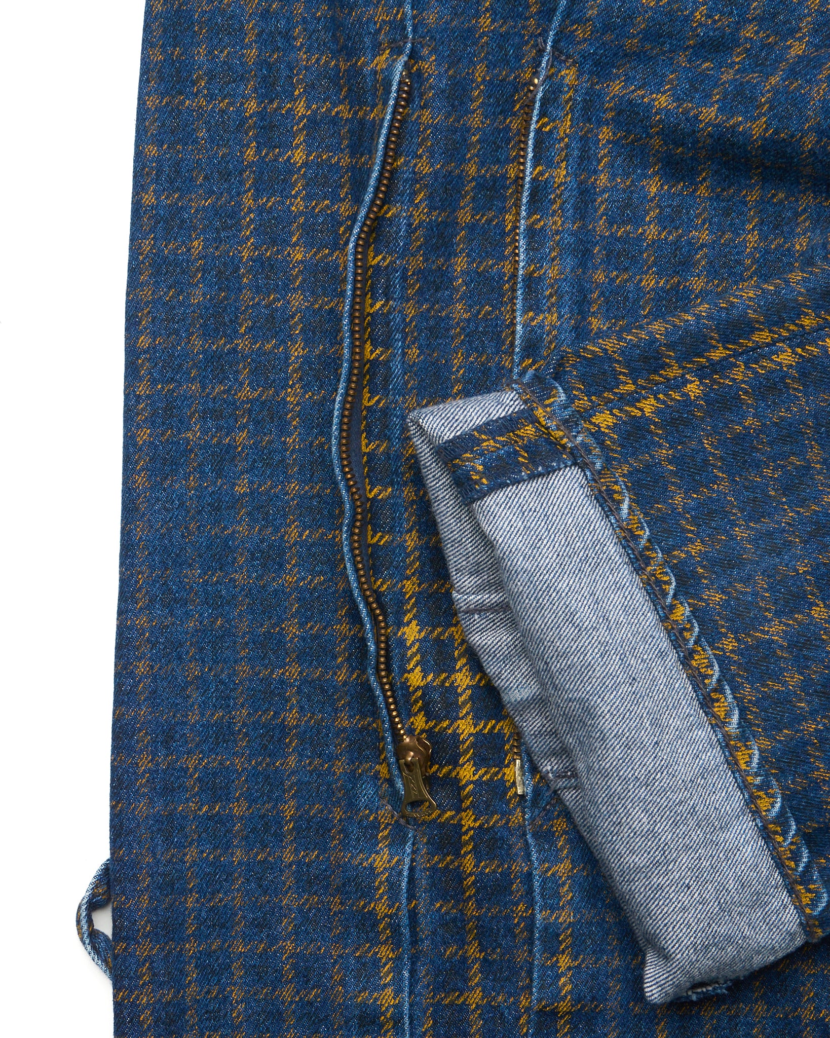 90s EVIS Plaid Zip-Bondage Hand-Paint Seagull Jeans