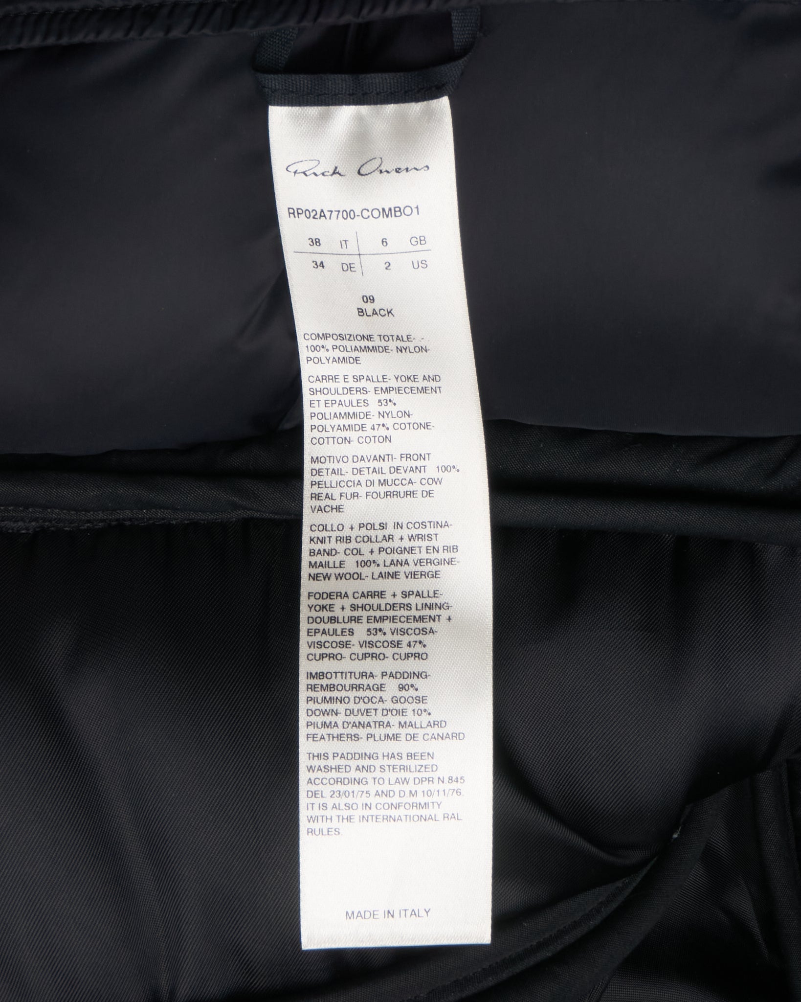 F/W21 Rick Owens ‘Gethsemane’ Down Woven Fur Bomber