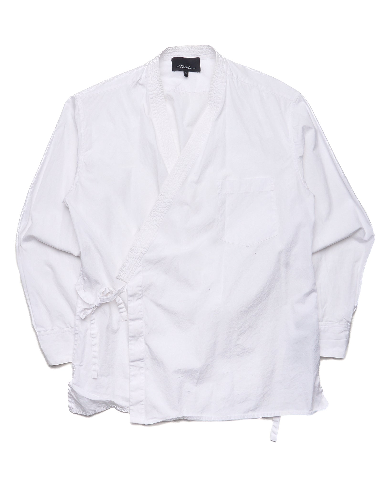 3.1 Philip Lim Long Sleeve White Cotton Kimono Shirt