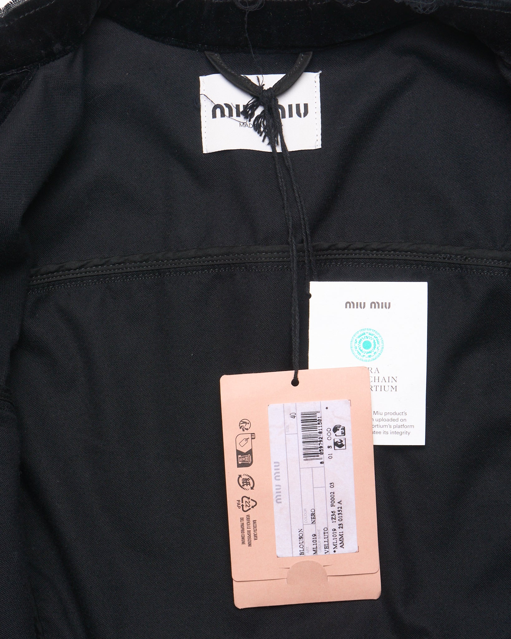 F/W23 Miu Miu Black Velvet Jacket