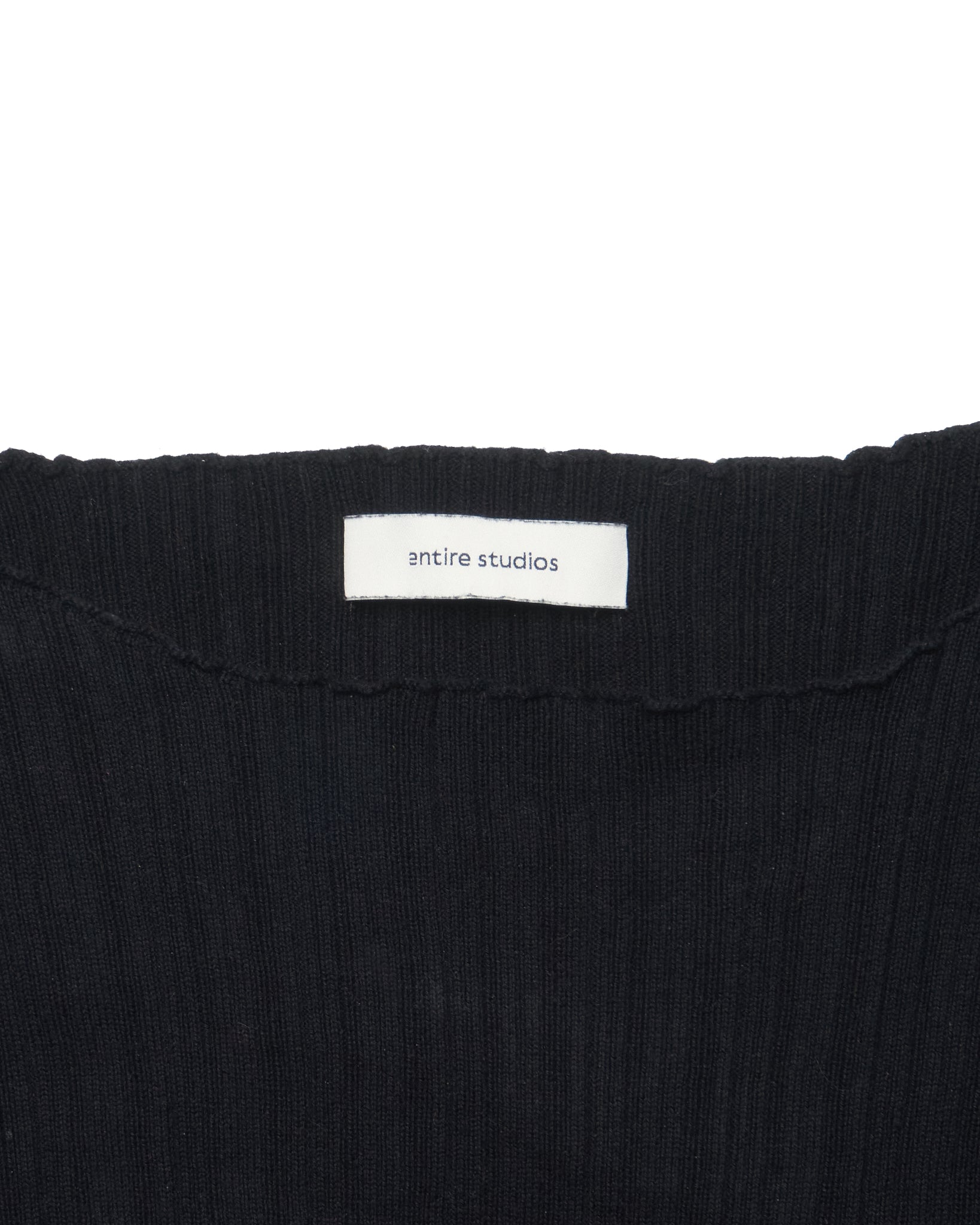 Entire Studios Black Ribbed Knit Ruffle Hem Mini Dress