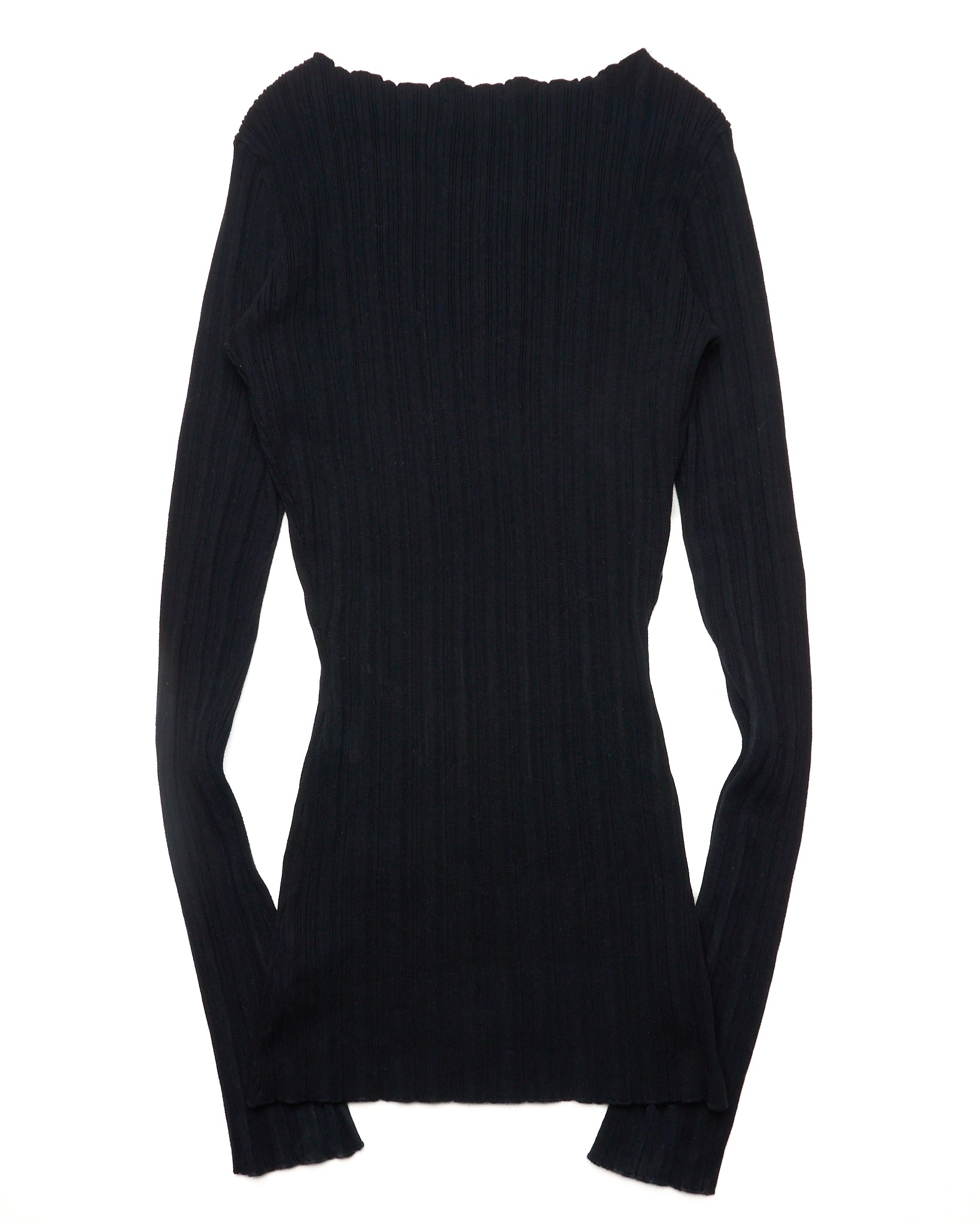 Entire Studios Black Ribbed Knit Ruffle Hem Mini Dress
