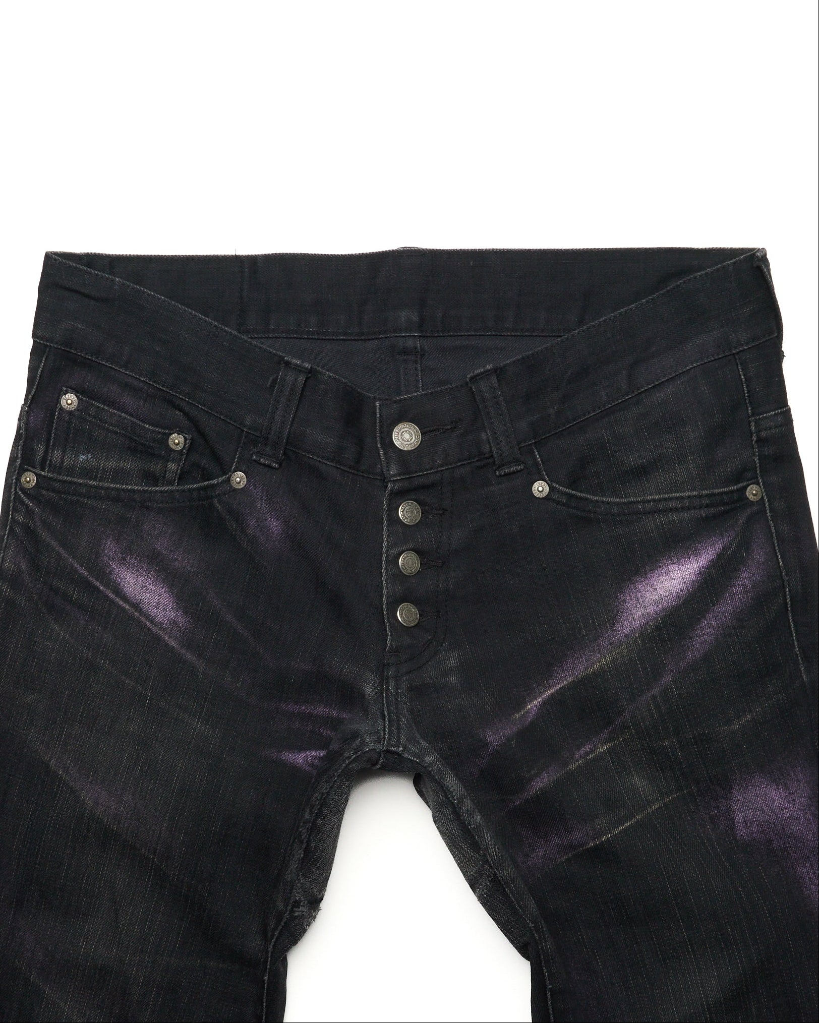 Late 00s Tornado Mart Fluorescent Paint Flared Jeans