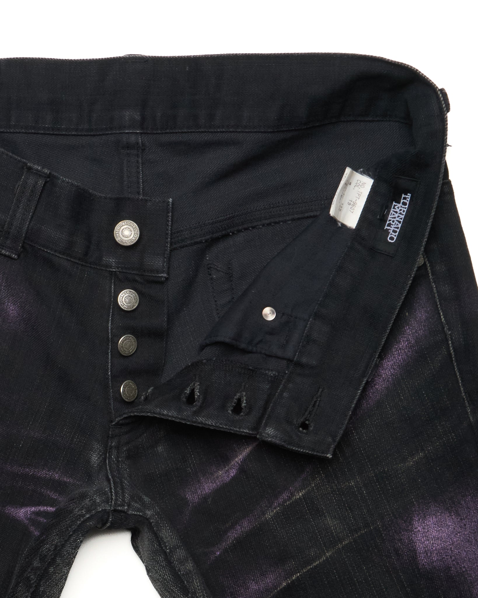 Late 00s Tornado Mart Fluorescent Paint Flared Jeans