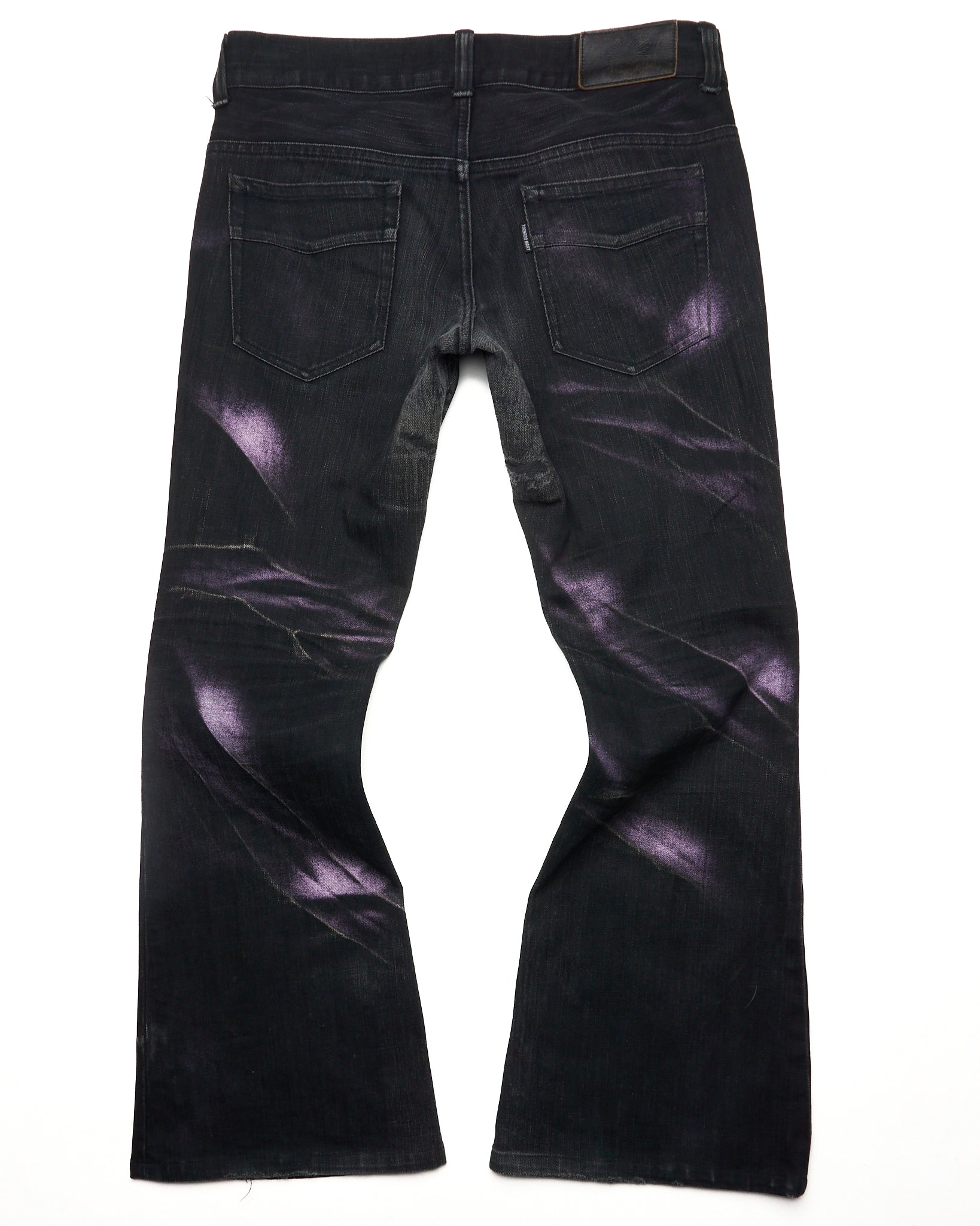 Late 00s Tornado Mart Fluorescent Paint Flared Jeans