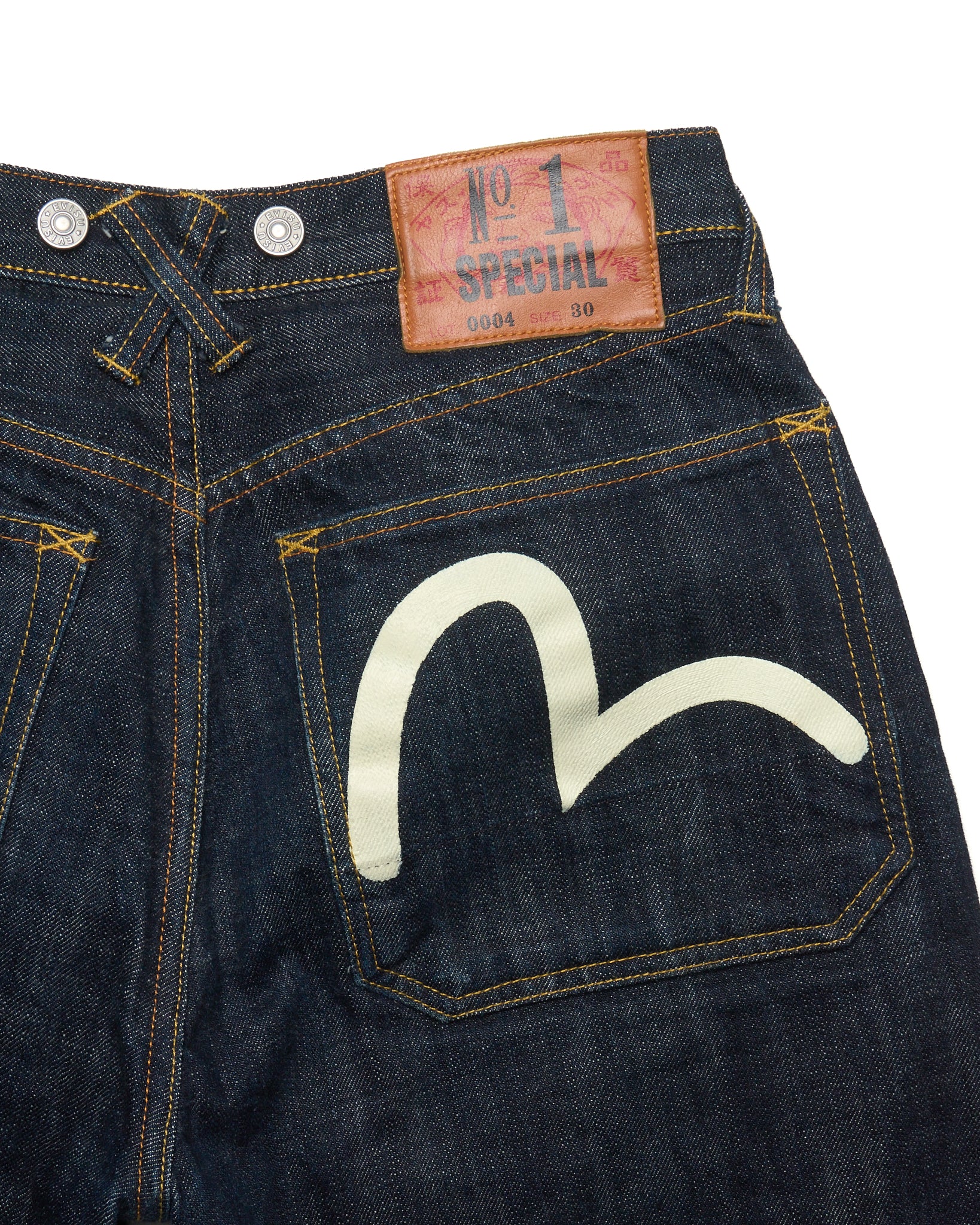 Mid 00s Evisu Double-Knee Selvedge Seagull Print Denim