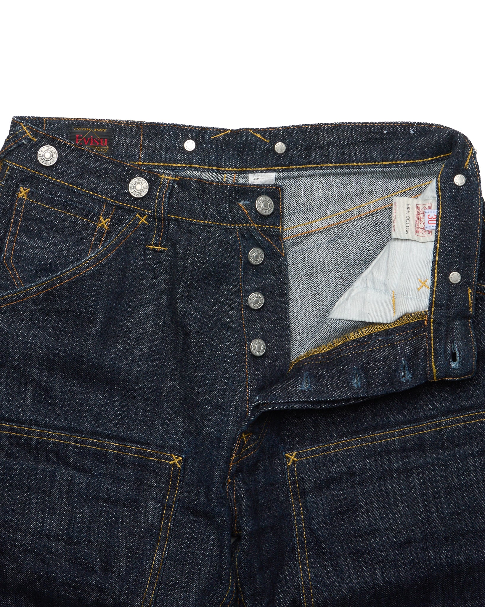 Mid 00s Evisu Double-Knee Selvedge Seagull Print Denim