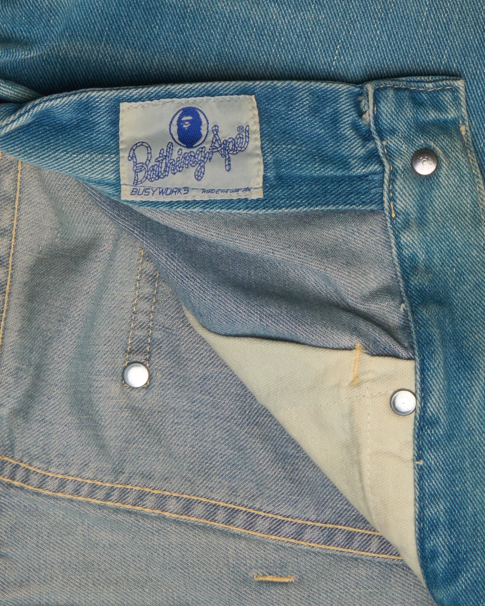 90s BAPE Faded Logo Patch Jeans