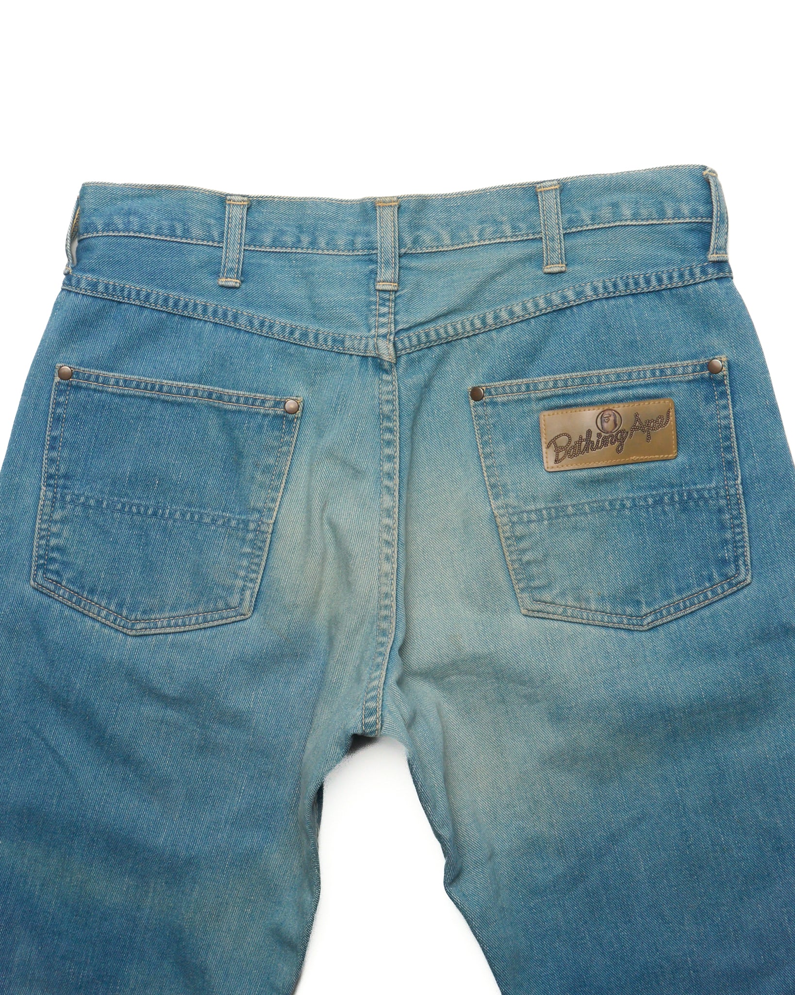 90s BAPE Faded Logo Patch Jeans