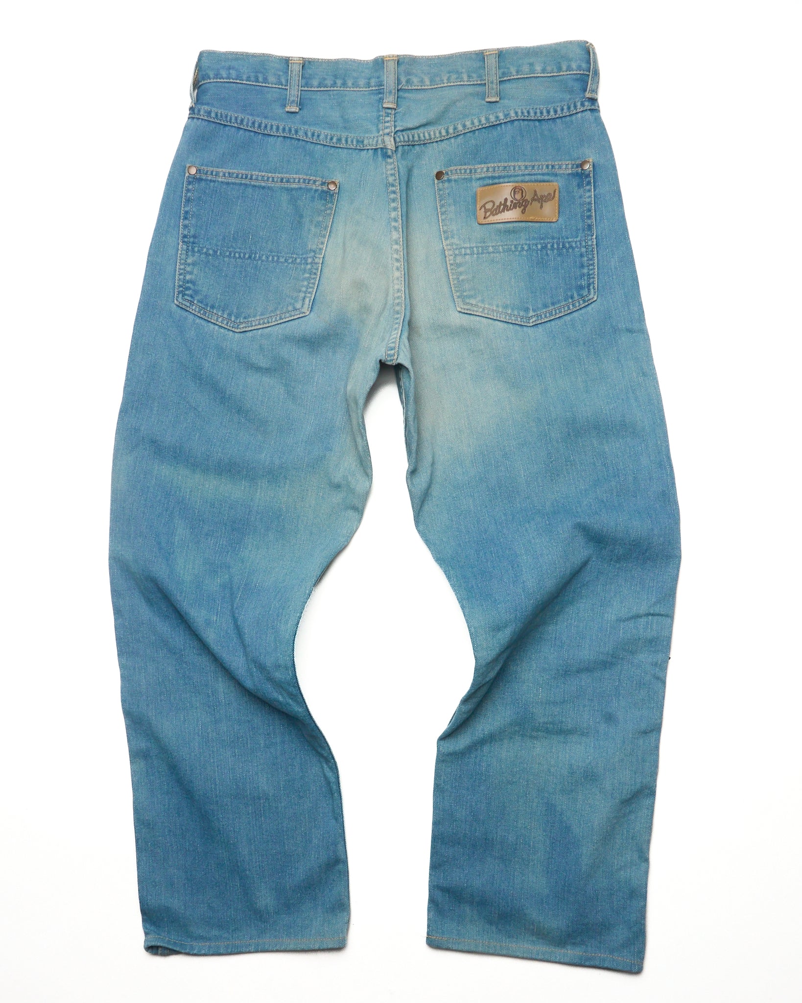 90s BAPE Faded Logo Patch Jeans