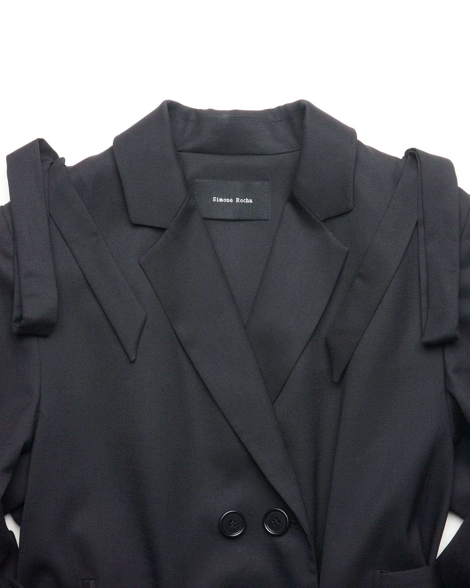 Simone Rocha Double Breasted Black Bows Belted Blazer