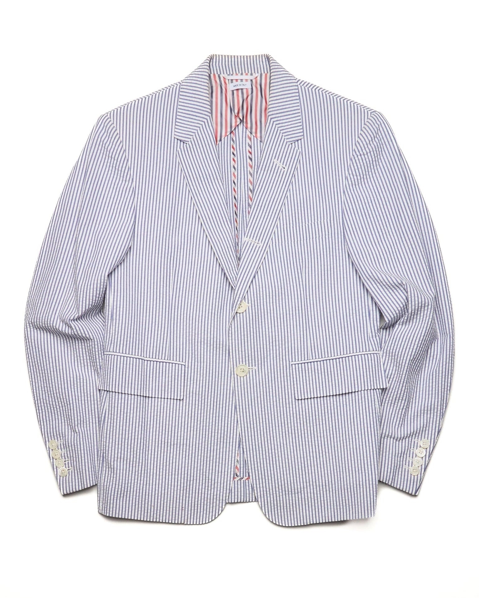Thom Browne Blue Striped Single Breasted Blazer