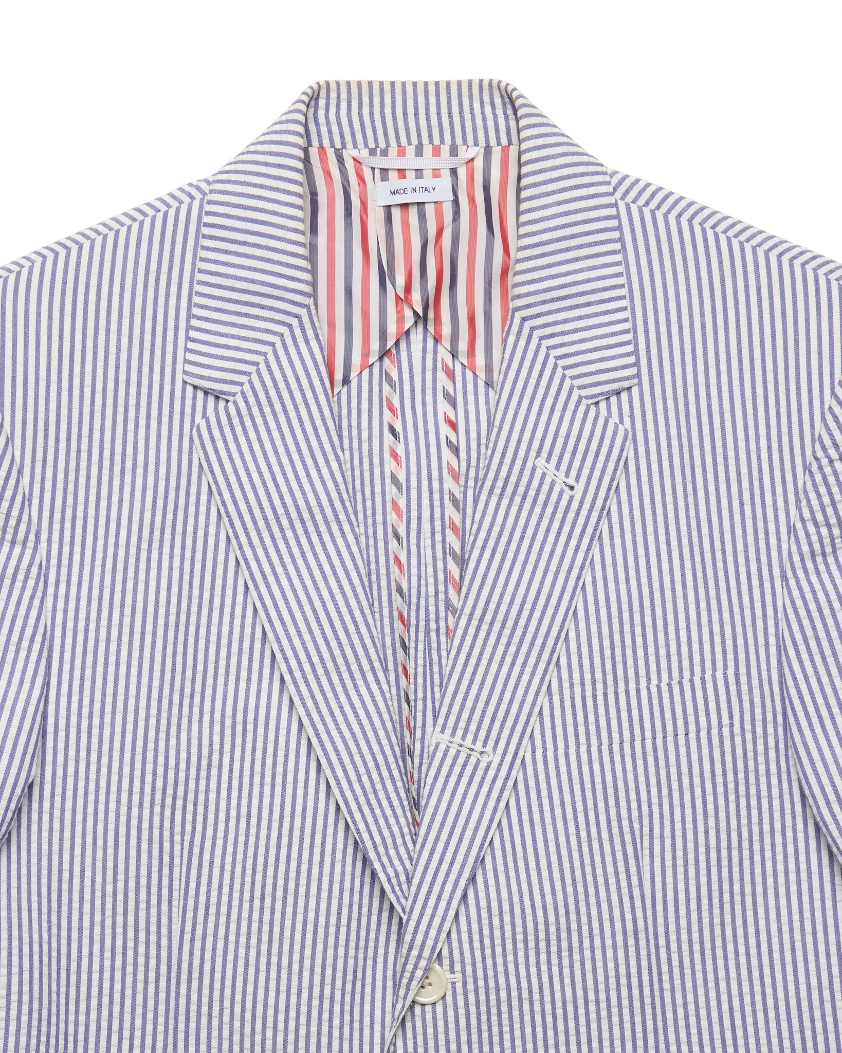 Thom Browne Blue Striped Single Breasted Blazer