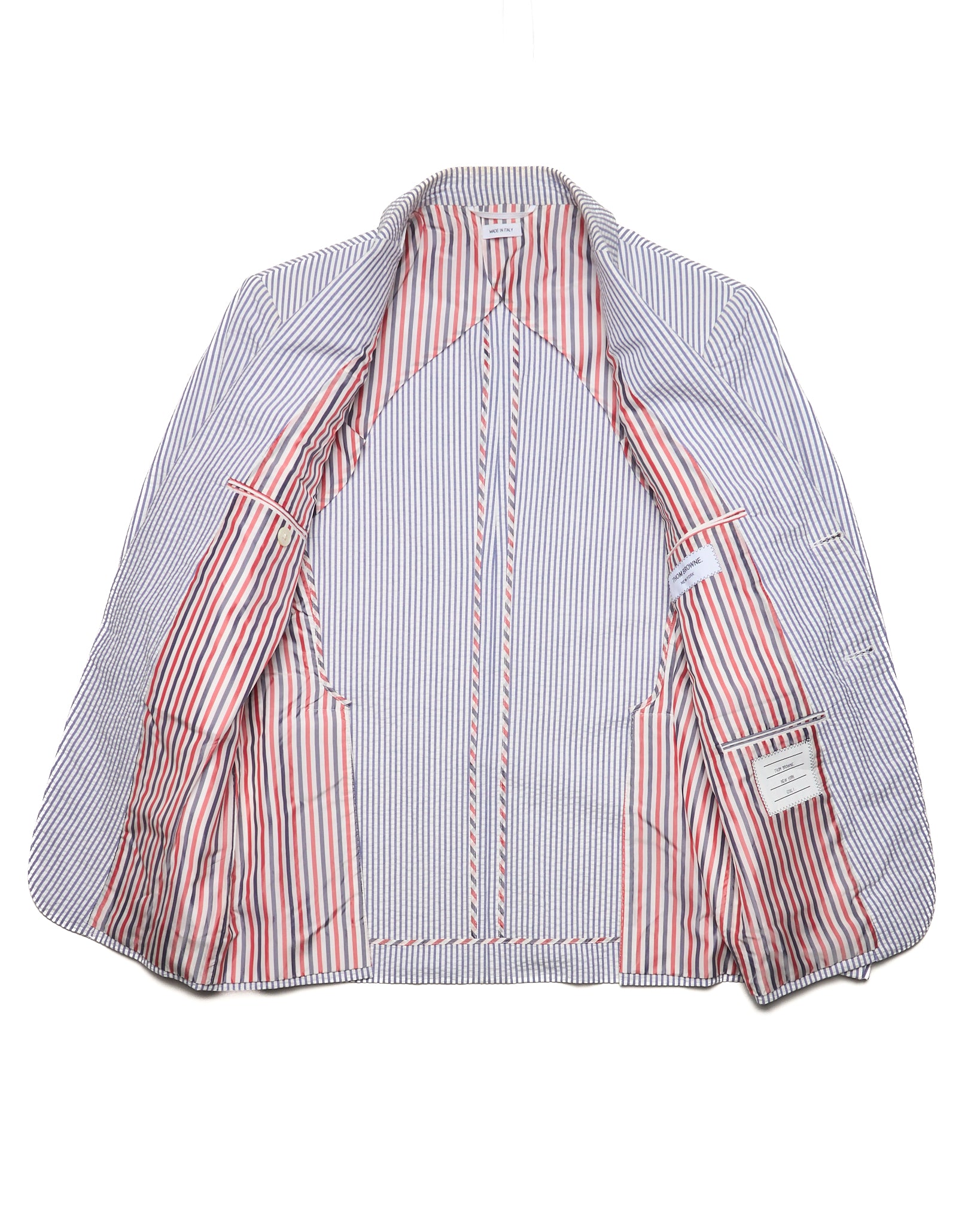Thom Browne Blue Striped Single Breasted Blazer