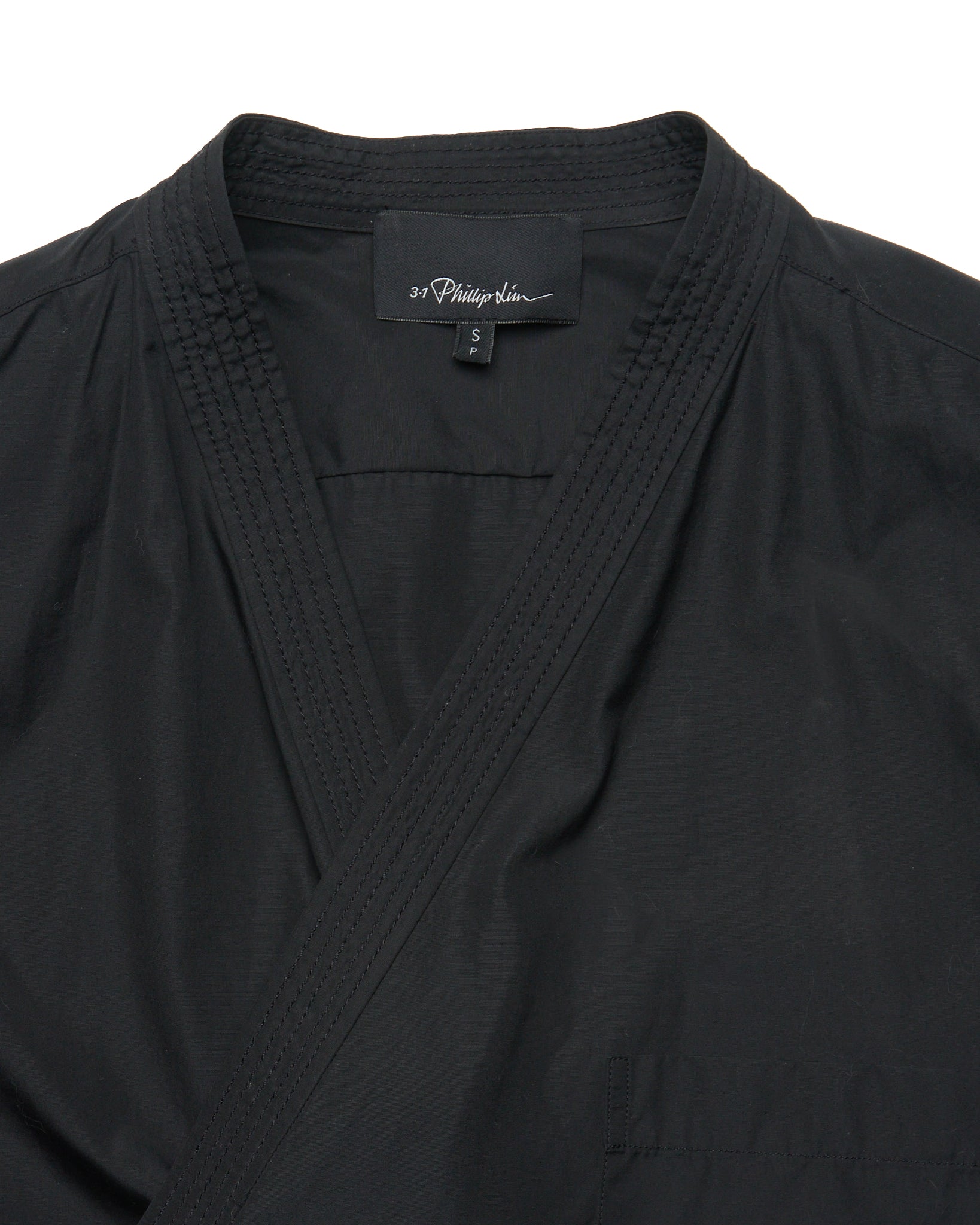 3.1 Philip Lim Long Sleeve Black Cotton Kimono Shirt