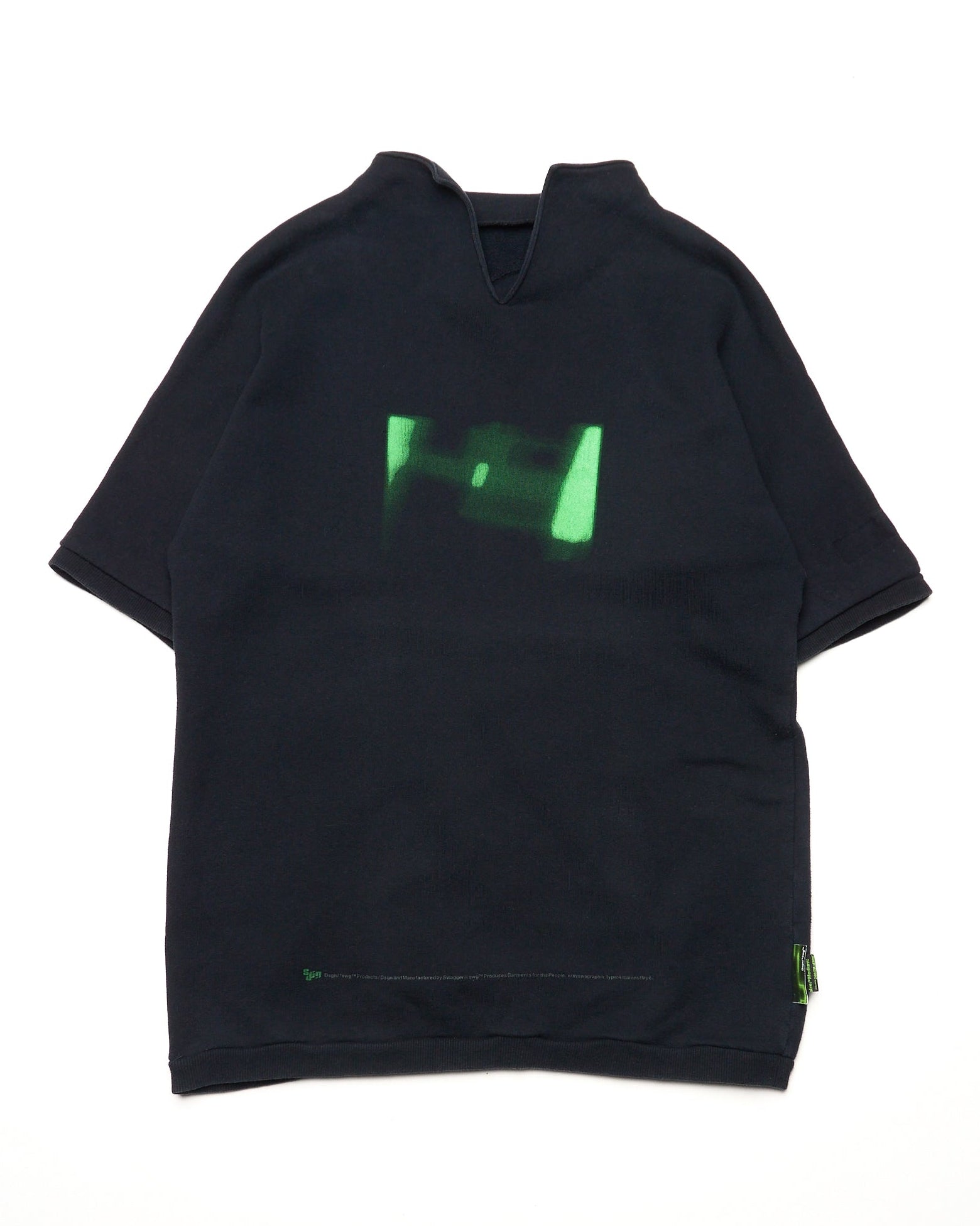 Early 00s Swagger Split Cowl-Neck Graphic Tee