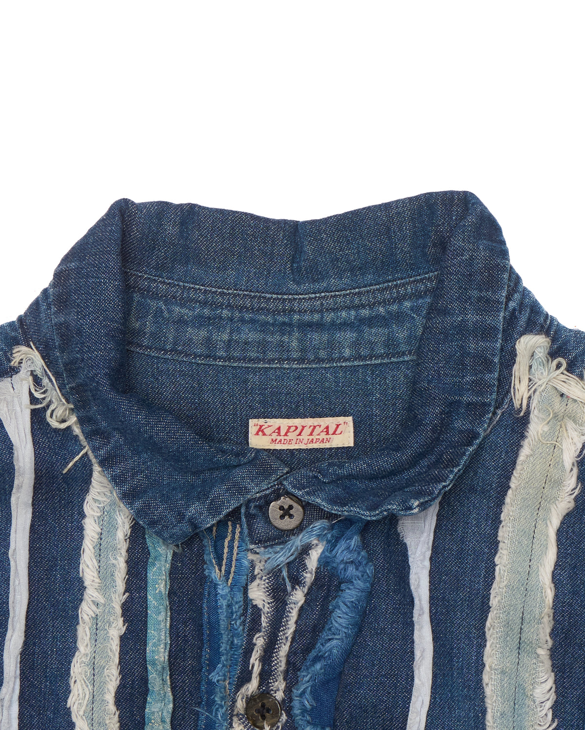 Kapital Distressed Denim Stripe Shirt