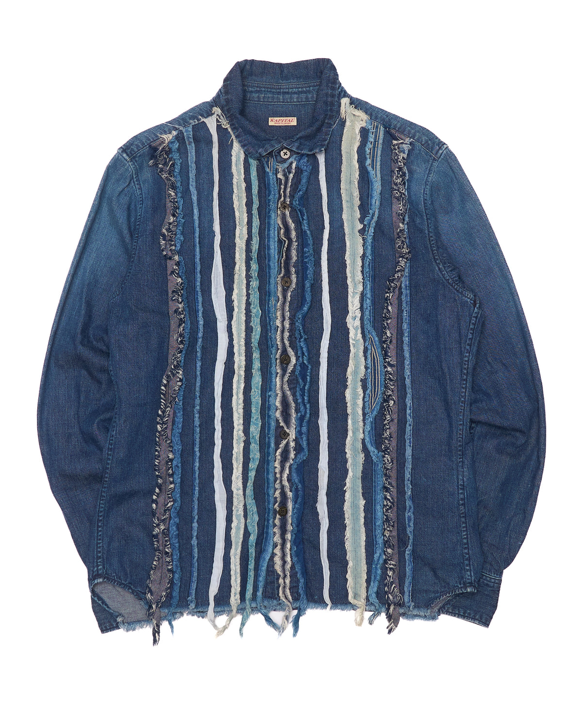 Kapital Distressed Denim Stripe Shirt